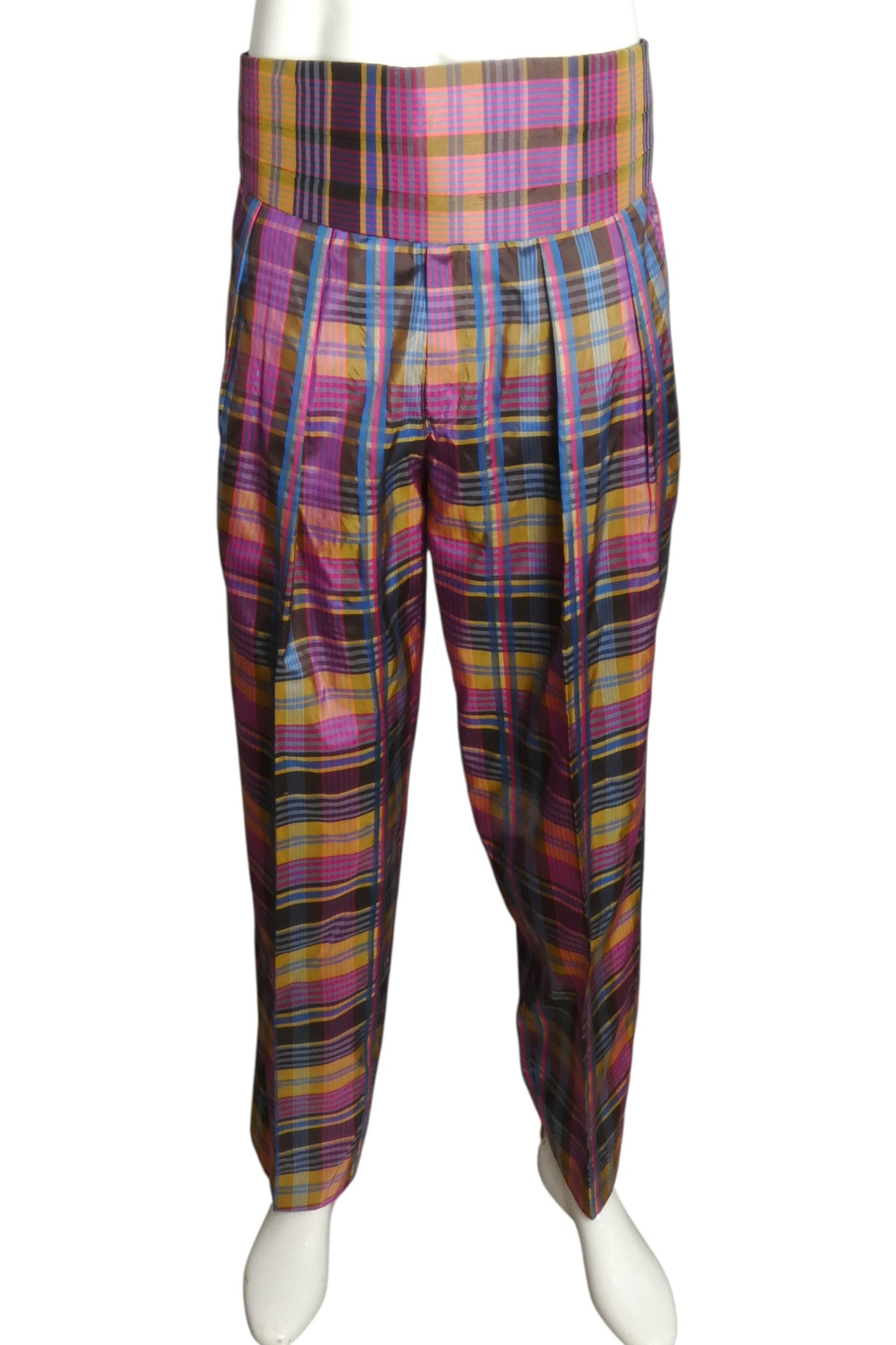 1980s Plaid Pants & Cummerbund, W-32"