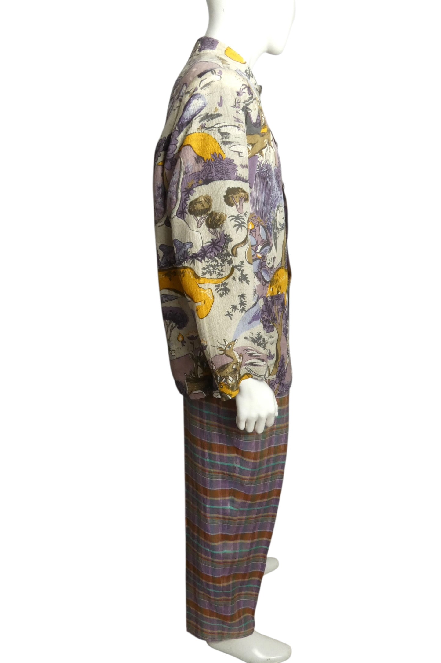 1980s Rayon Print Suit, Size Large