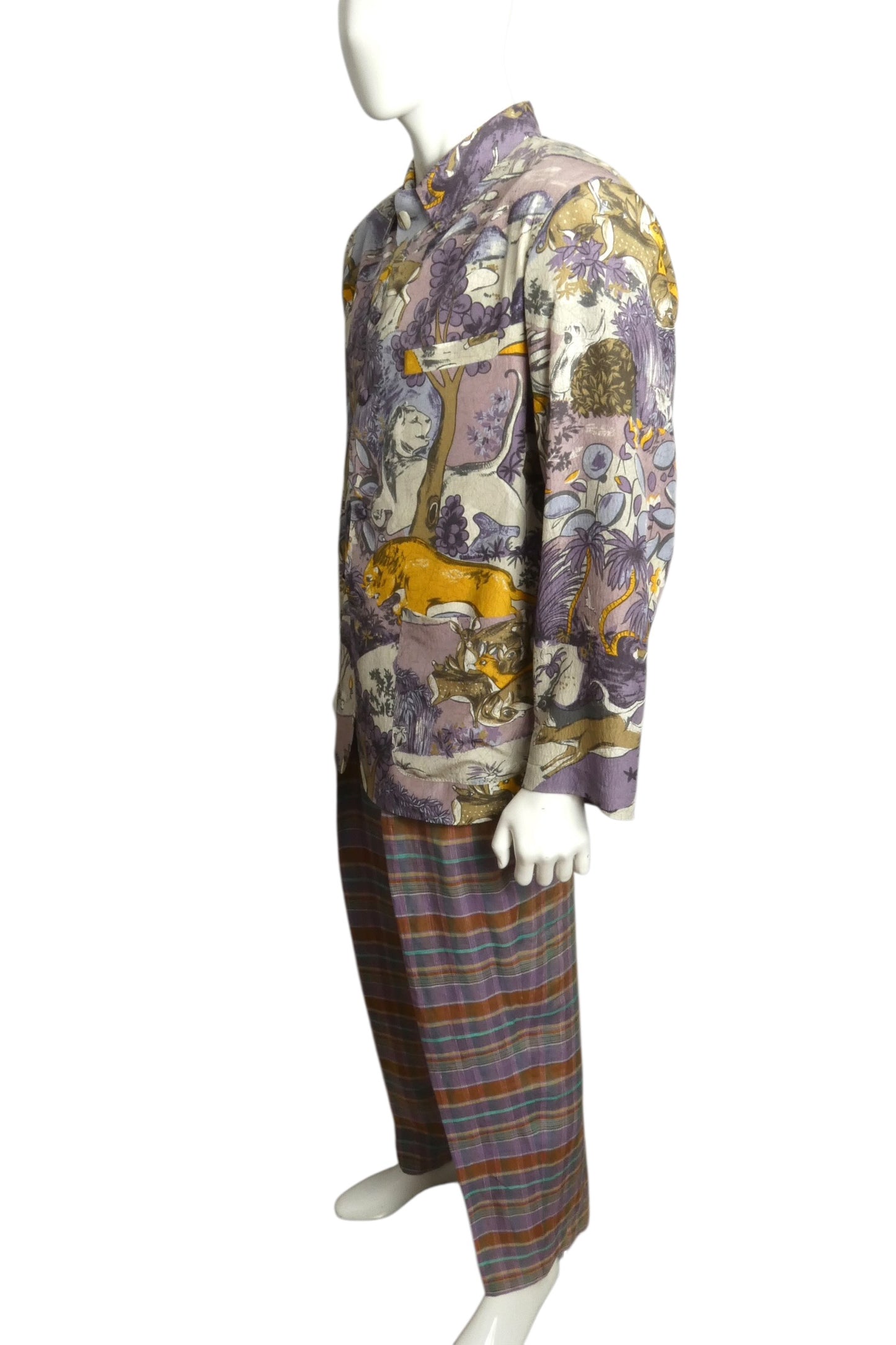 1980s Rayon Print Suit, Size Large