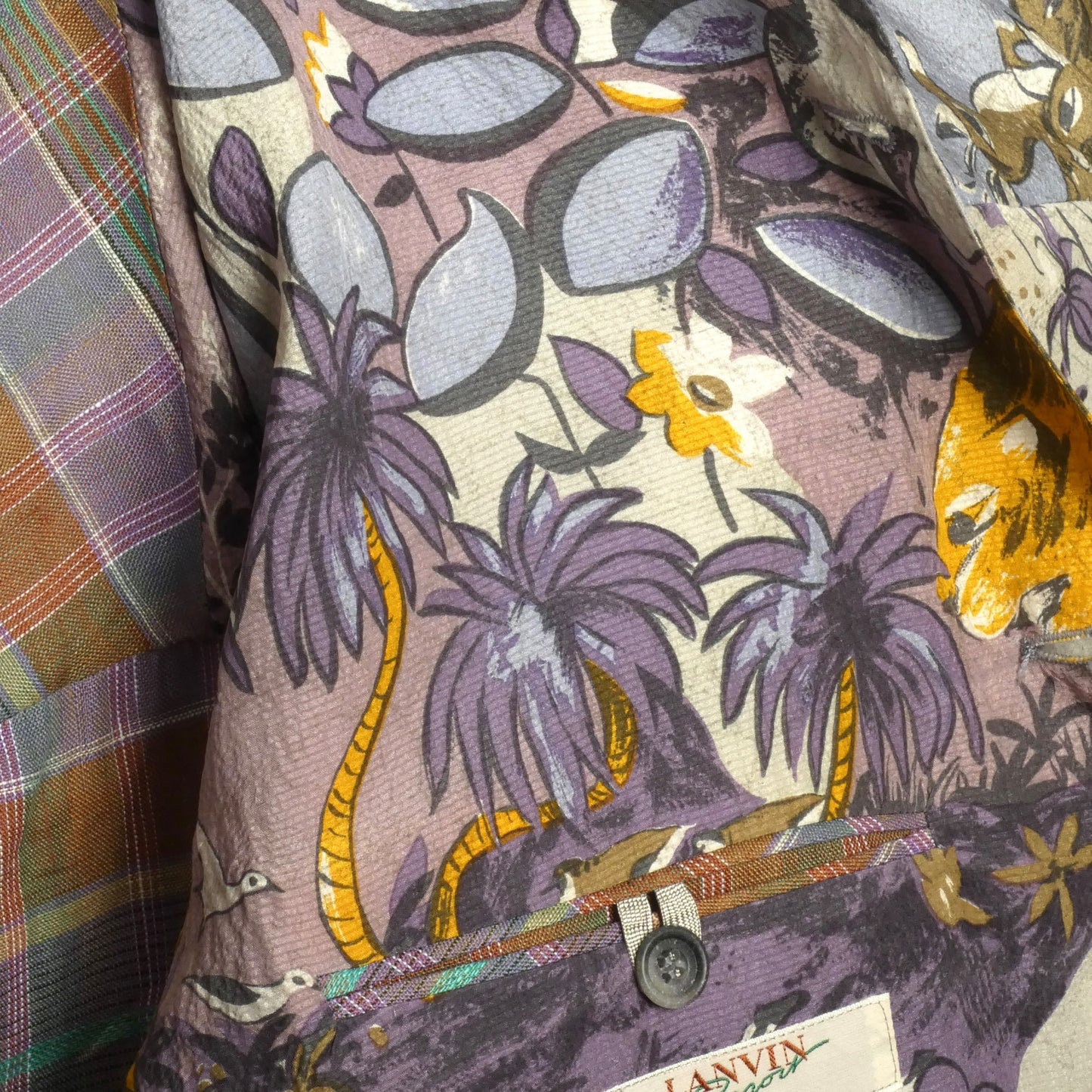1980s Rayon Print Suit, Size Large