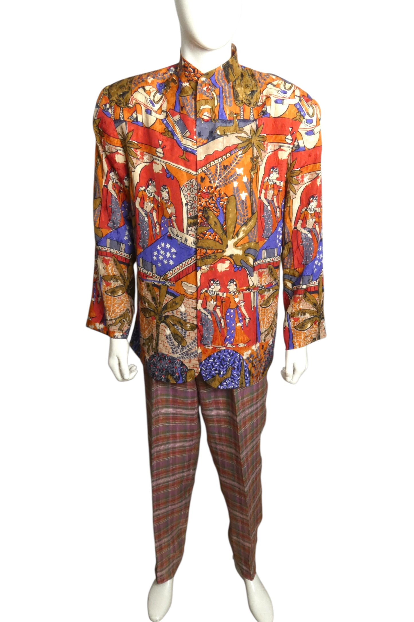 1980s Rayon Print Suit, Size Large