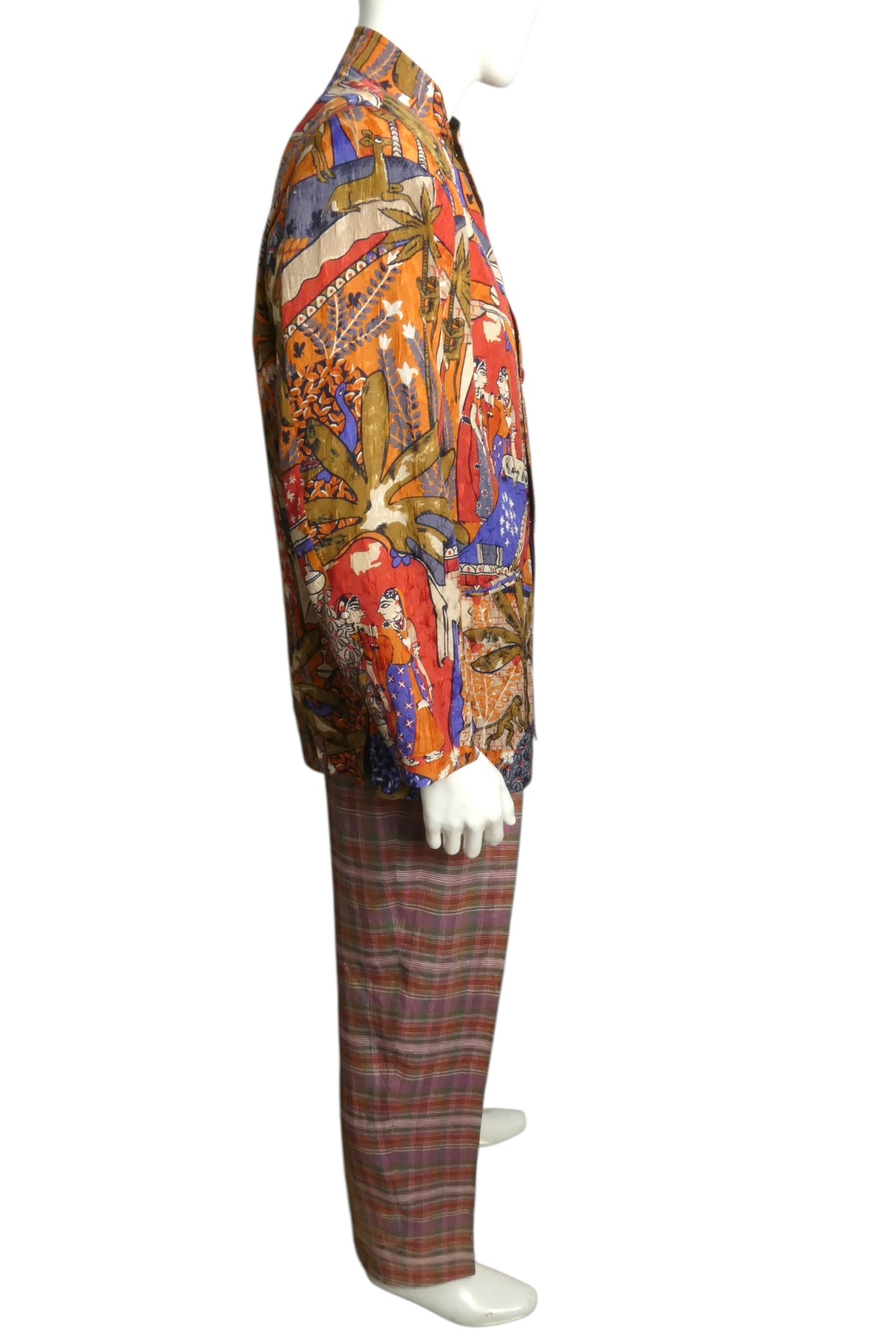 1980s Rayon Print Suit, Size Large