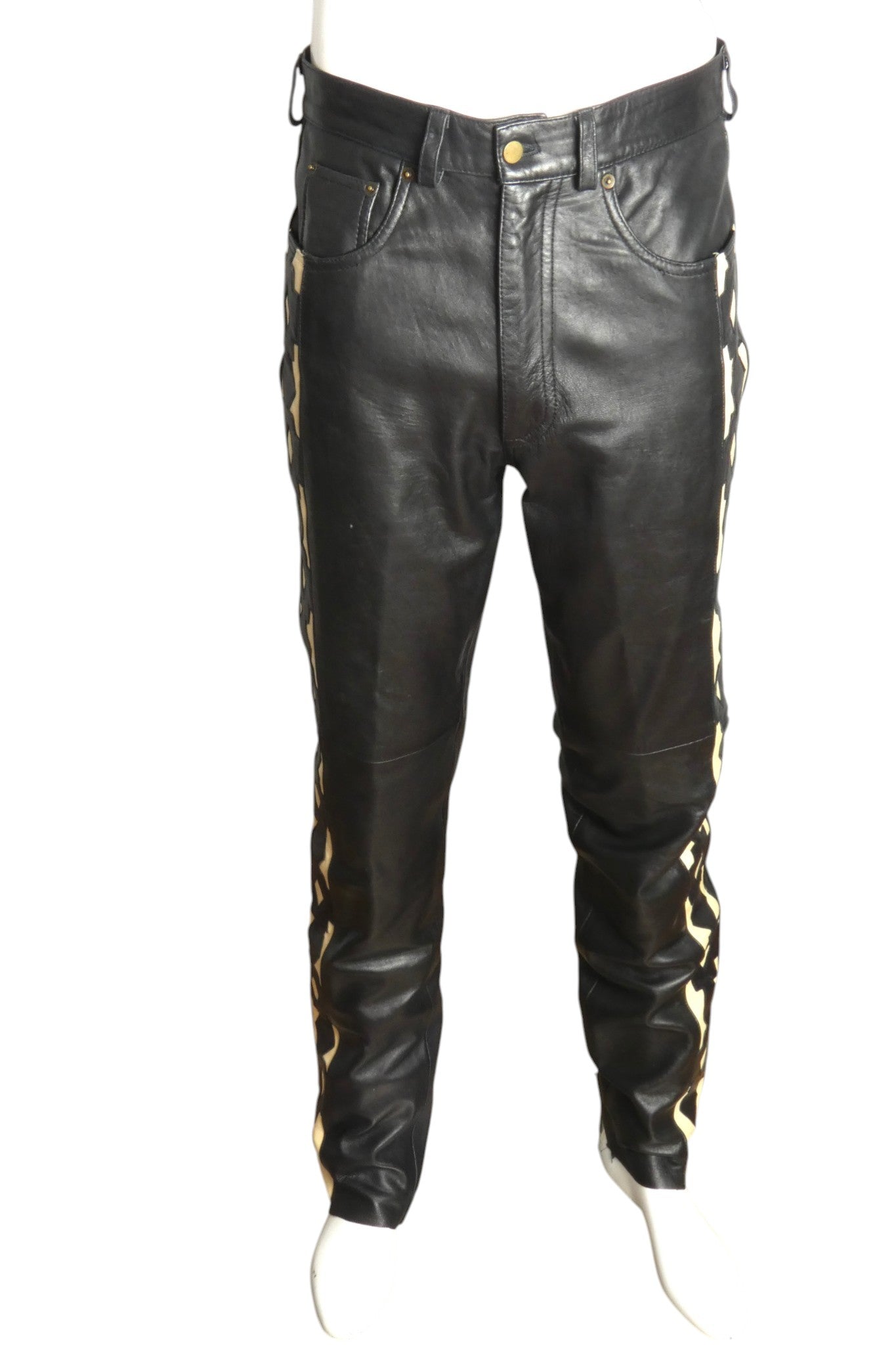 1980s Leather Applique Pants, Waist 30