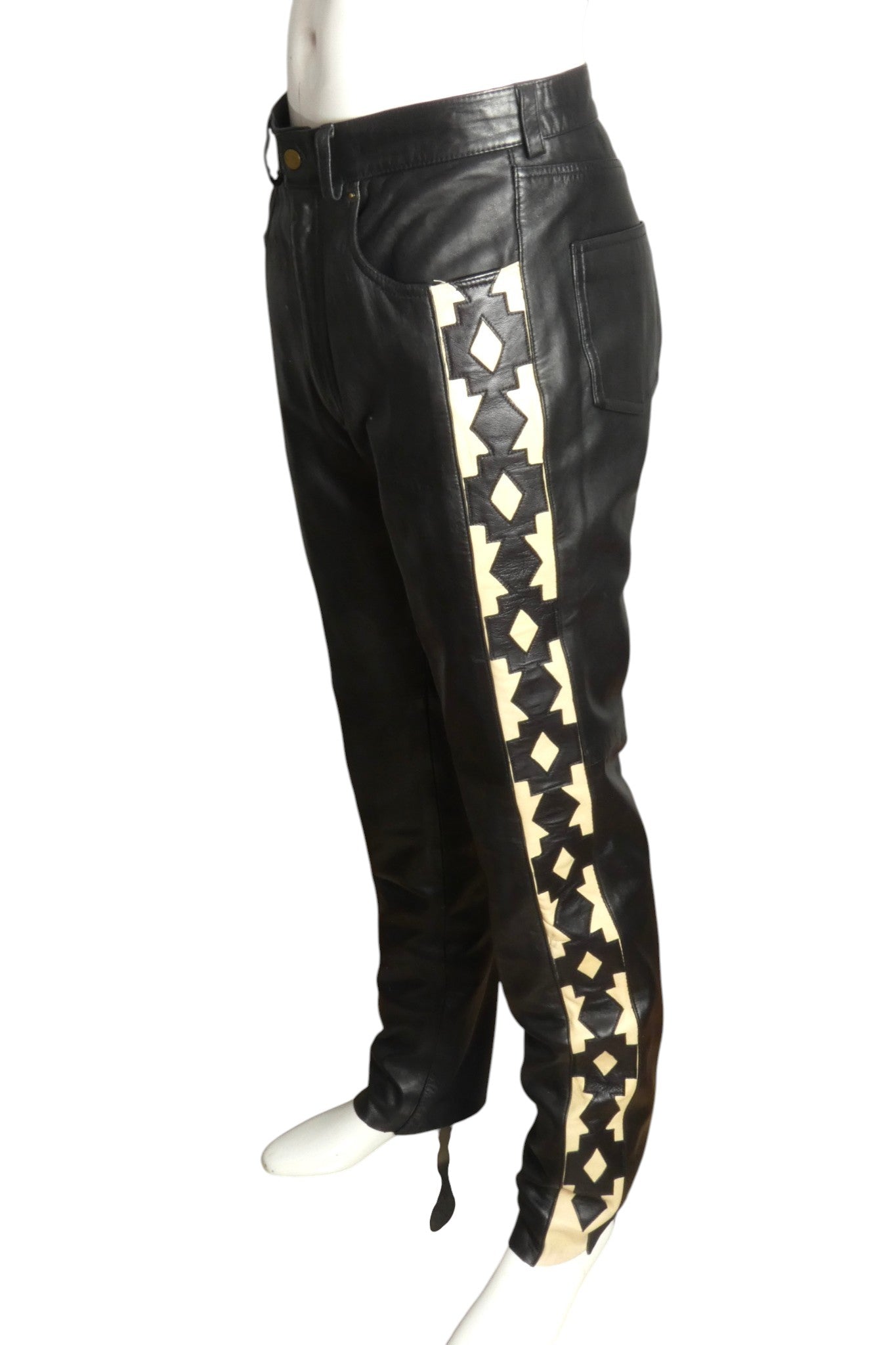 1980s Leather Applique Pants, Waist 30