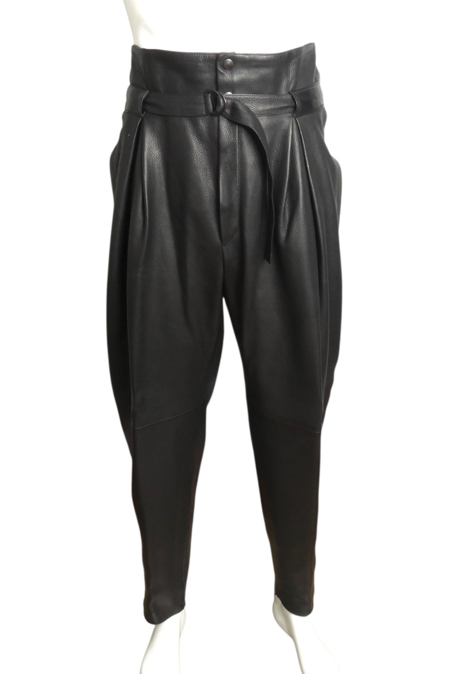 1980s Pleated Leather Pants, Waist 32