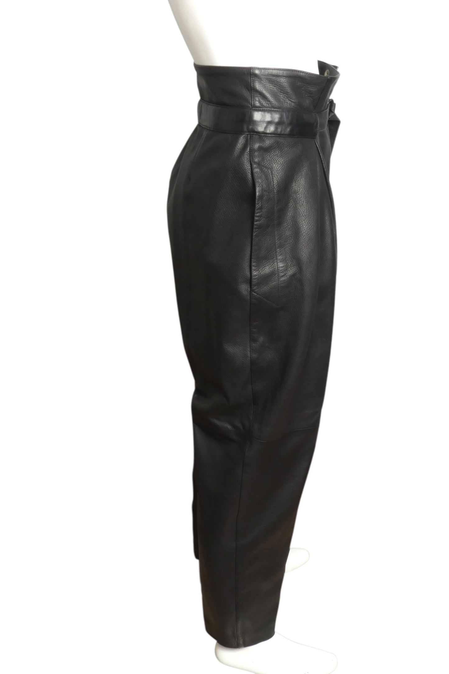 1980s Pleated Leather Pants, Waist 32