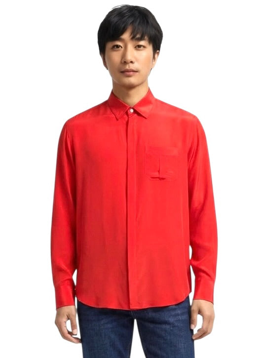 1980s NWT Red Silk Shirt, Size XL