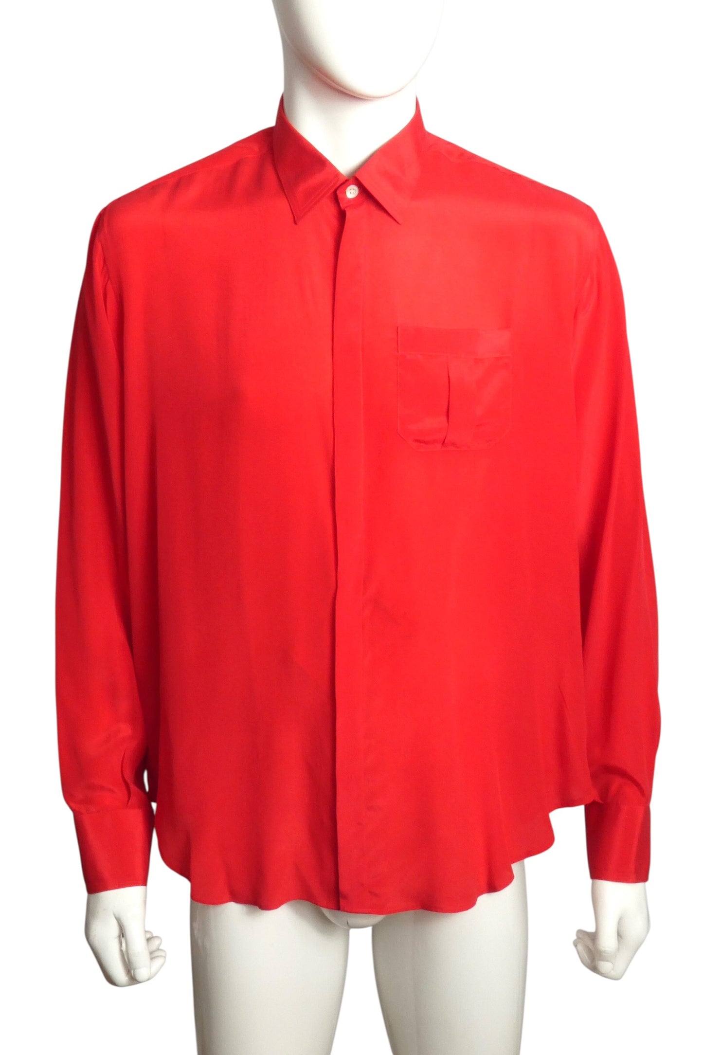 1980s NWT Red Silk Shirt, Size XL