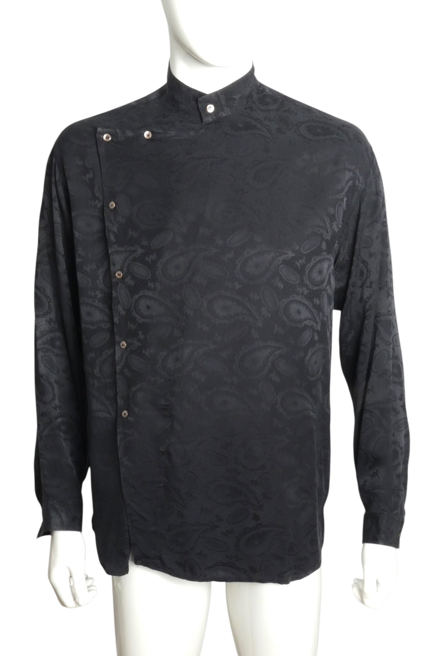 1980s Silk Paisley Brocade Shirt, Size Large