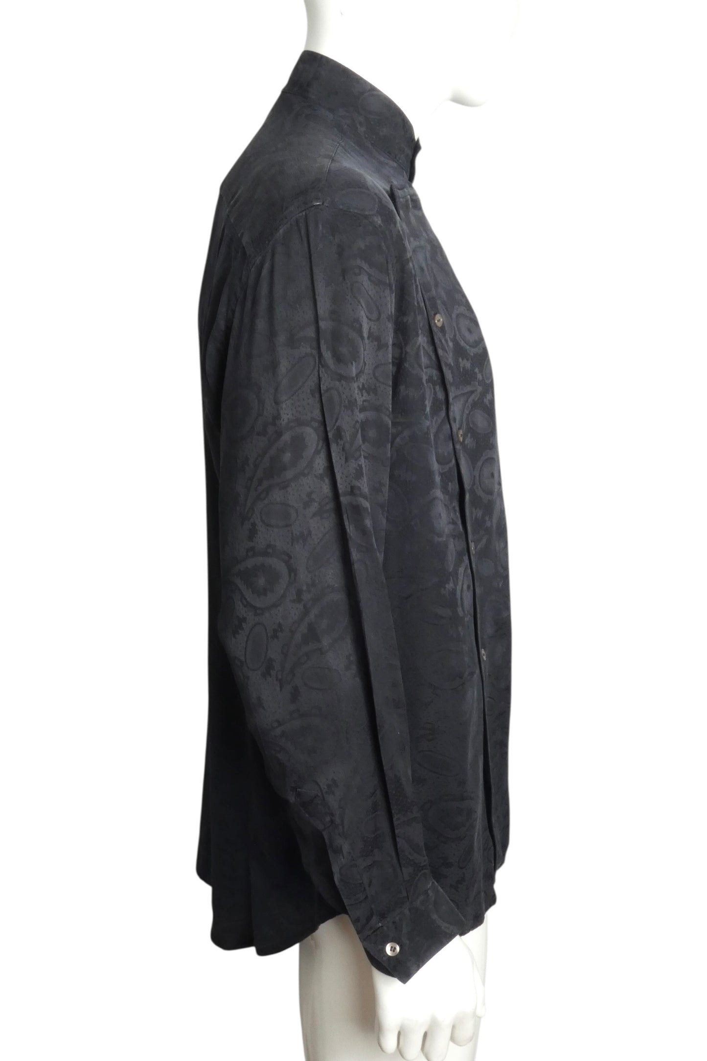1980s Silk Paisley Brocade Shirt, Size Large