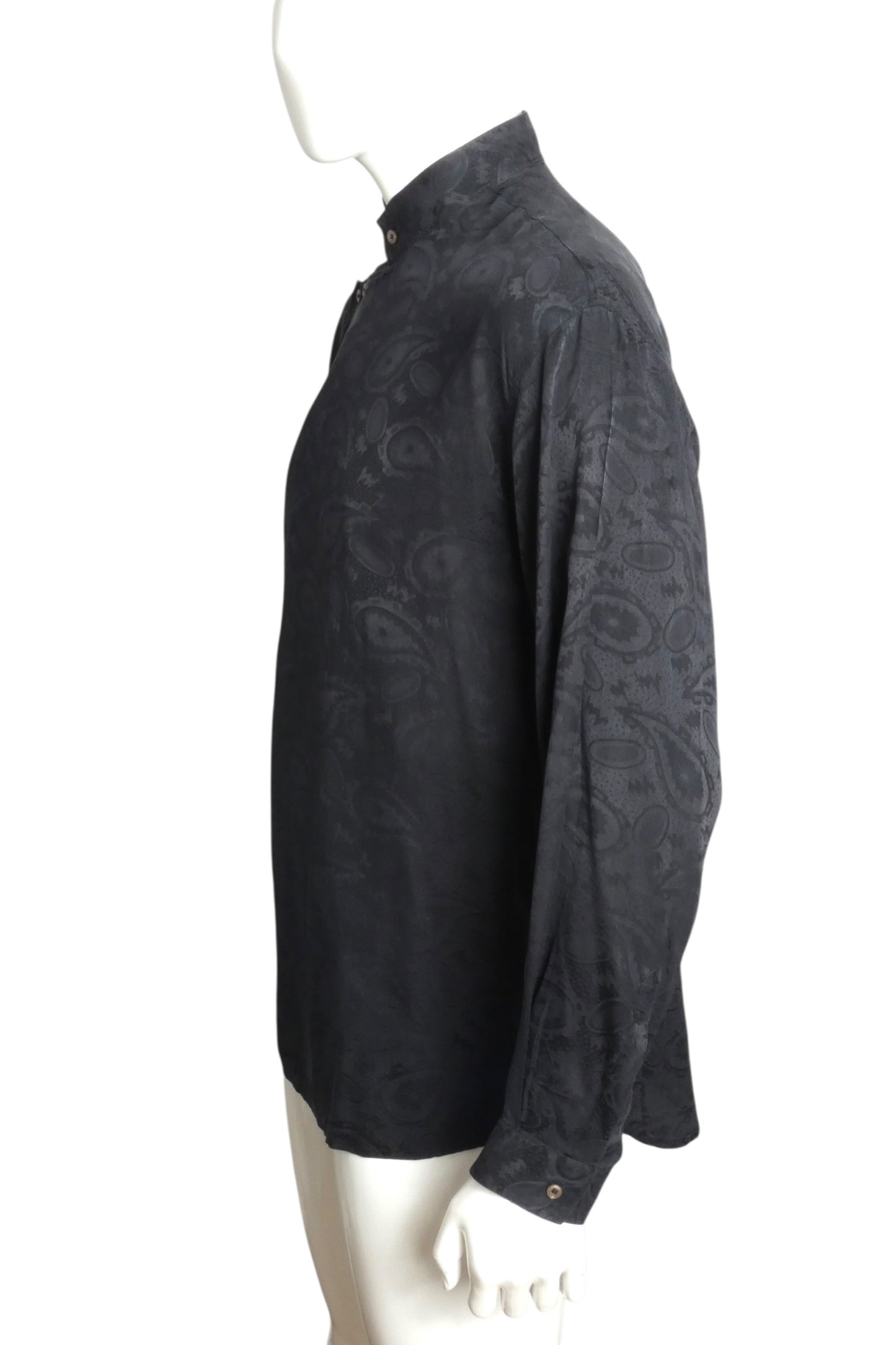 1980s Silk Paisley Brocade Shirt, Size Large