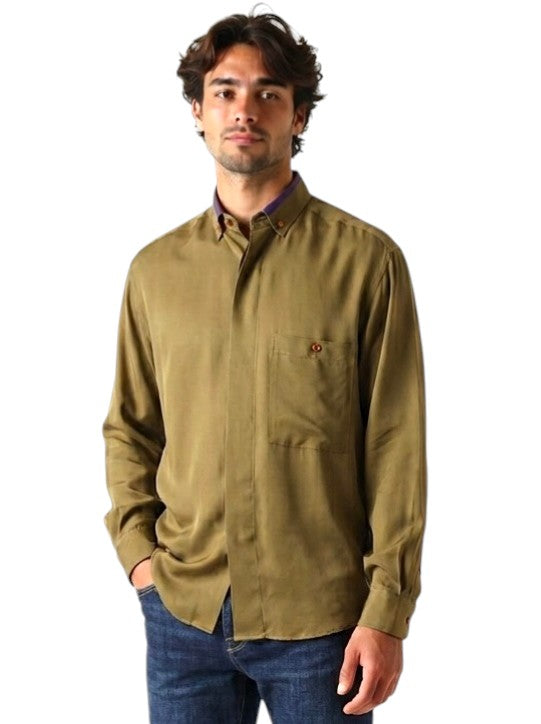 1990s Rayon L/S Shirt, Size Medium
