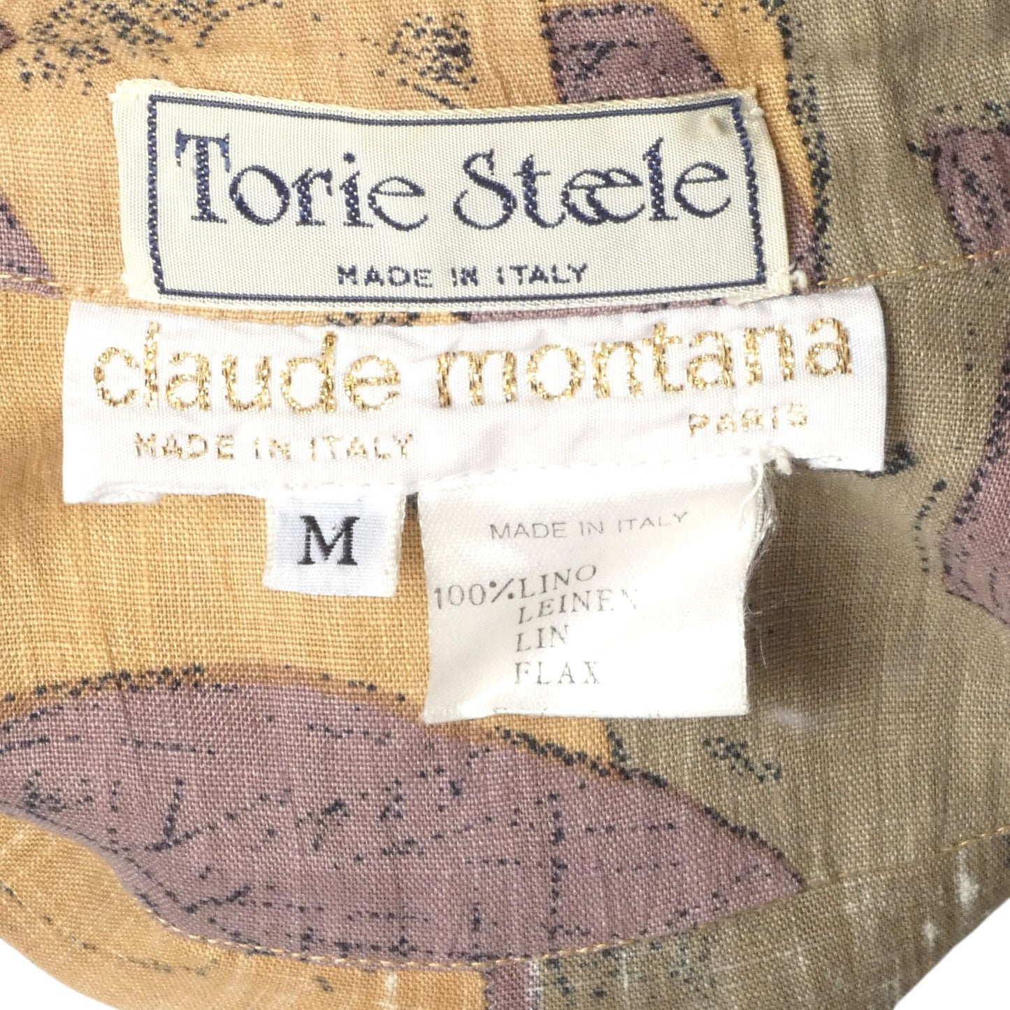 1980s Printed Linen Shirt, Size Medium