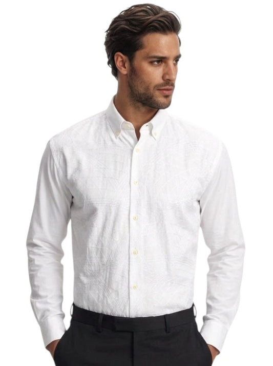 1990s Embroidered Cotton Shirt, Size Large