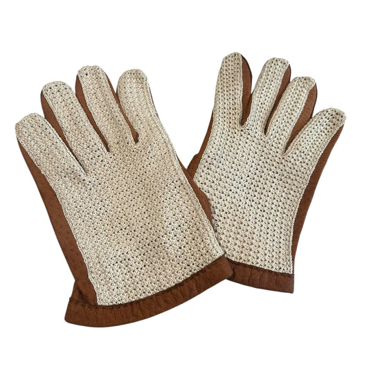 1990s Leather & Knit Gloves, Size 9.5