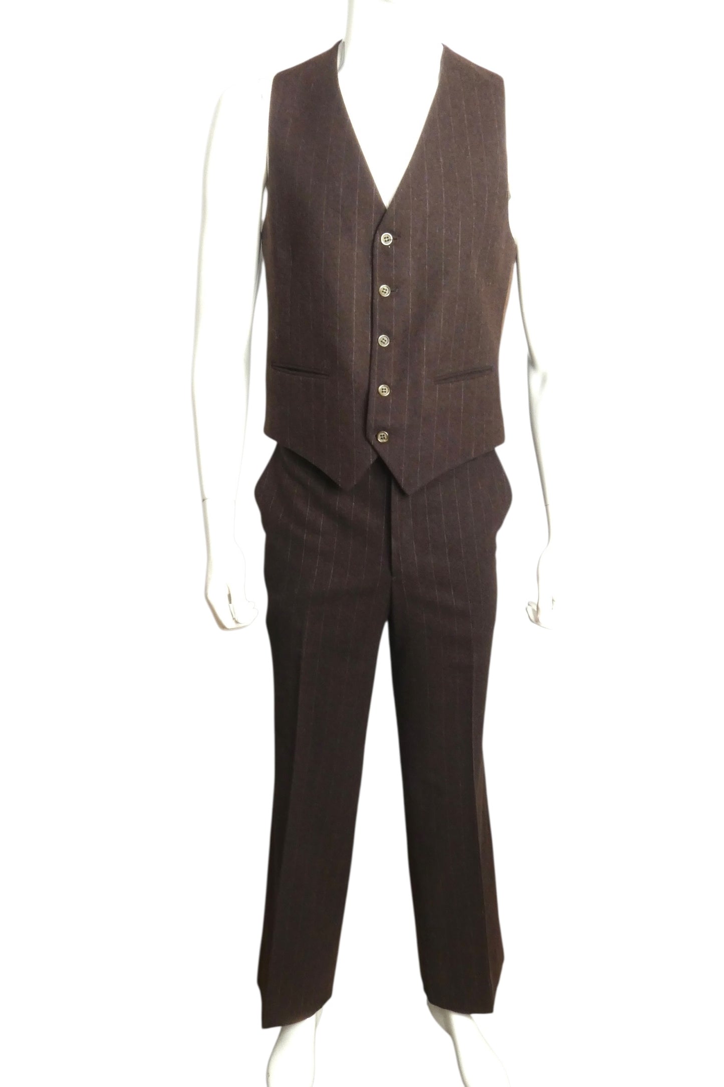 1977 3pc Pinstripe Wool Suit, Size Medium