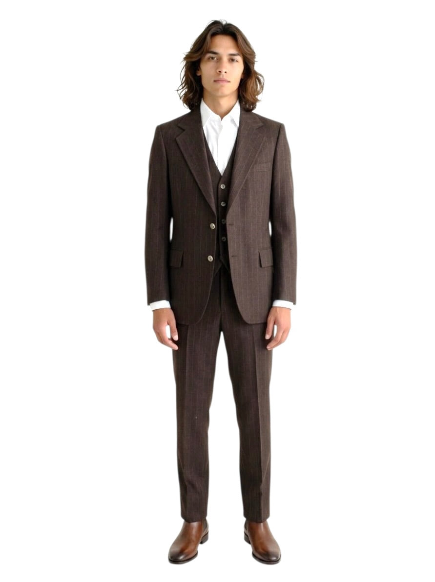 1977 3pc Pinstripe Wool Suit, Size Medium