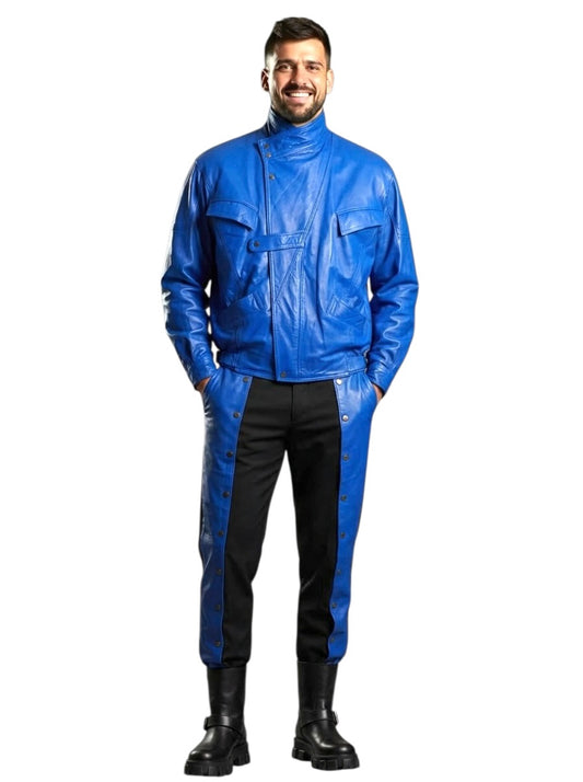 1980s Leather & Knit Suit, Size Medium