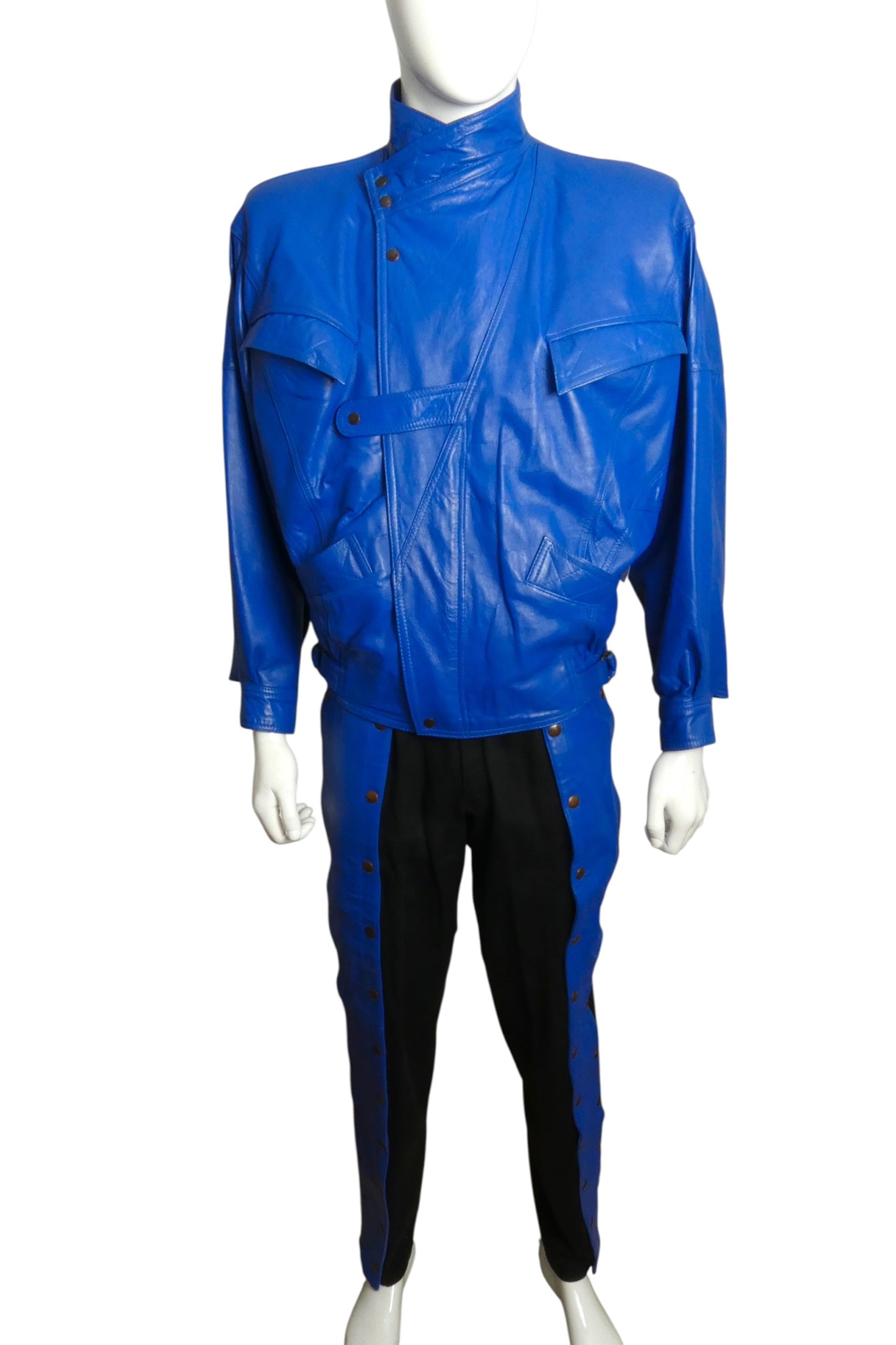 1980s Leather & Knit Suit, Size Medium