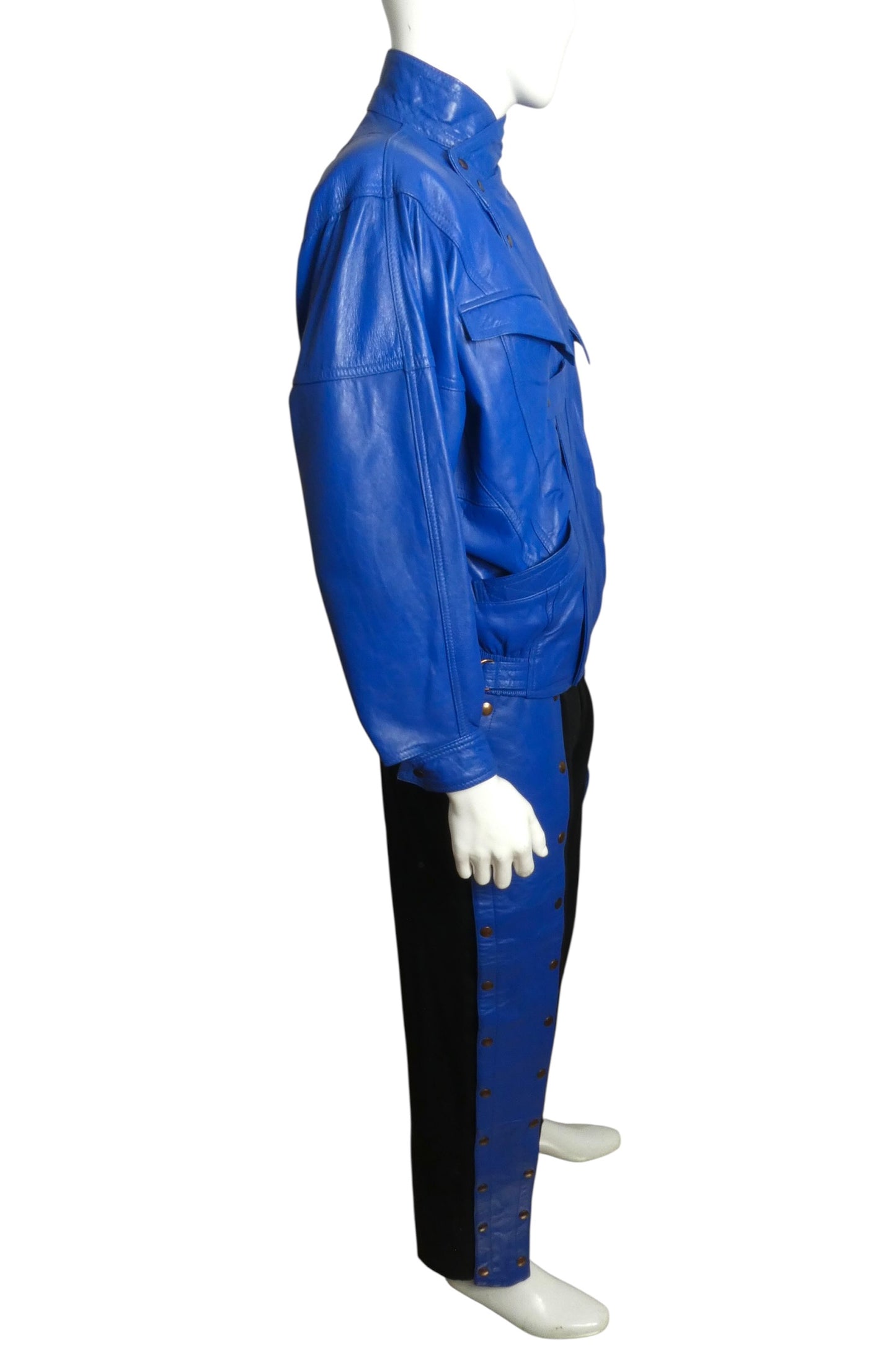 1980s Leather & Knit Suit, Size Medium