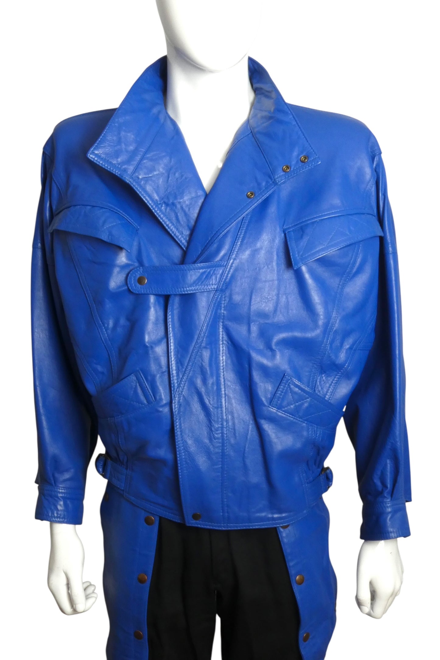 1980s Leather & Knit Suit, Size Medium