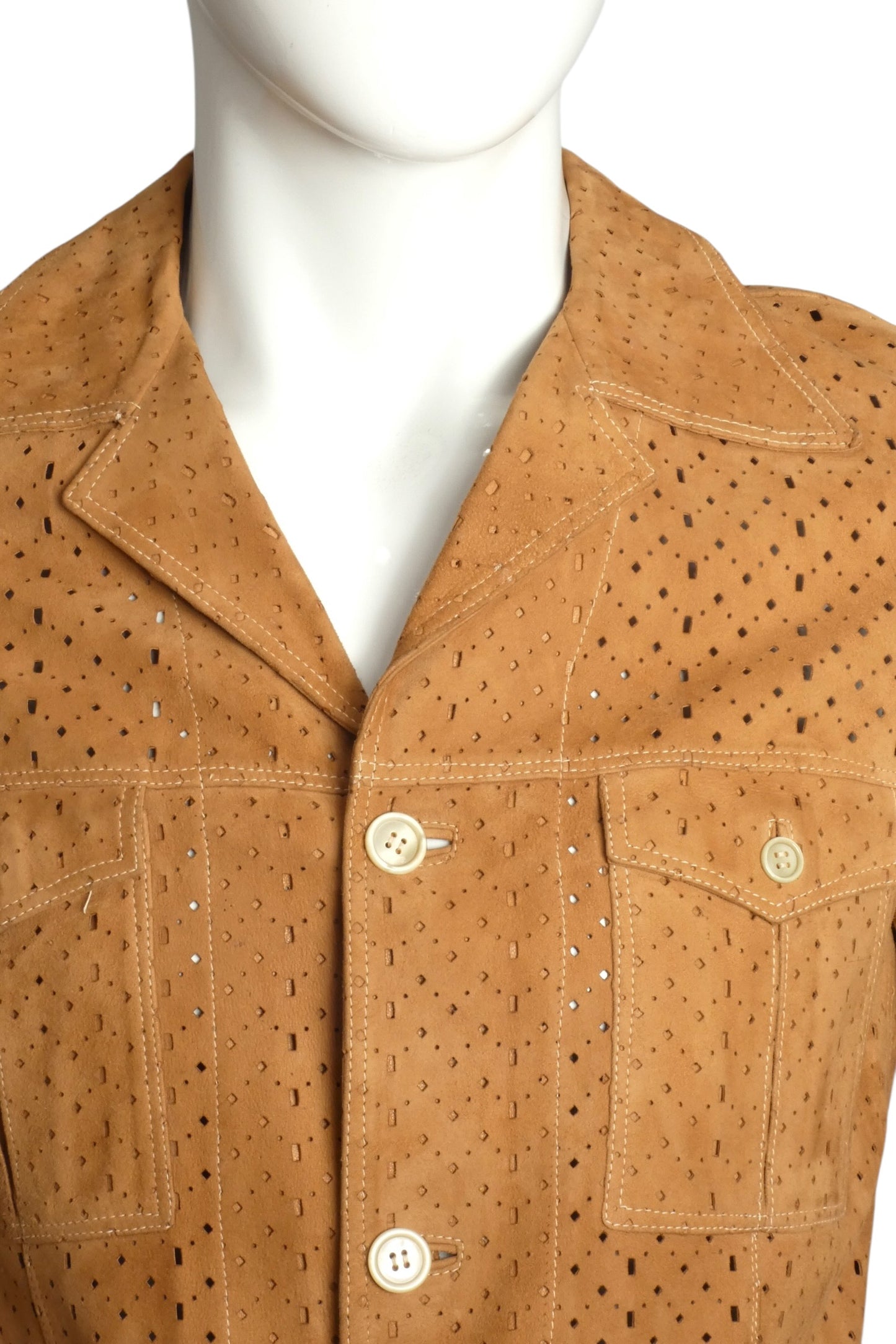 1970s Cutwork Suede Suit, Size Medium