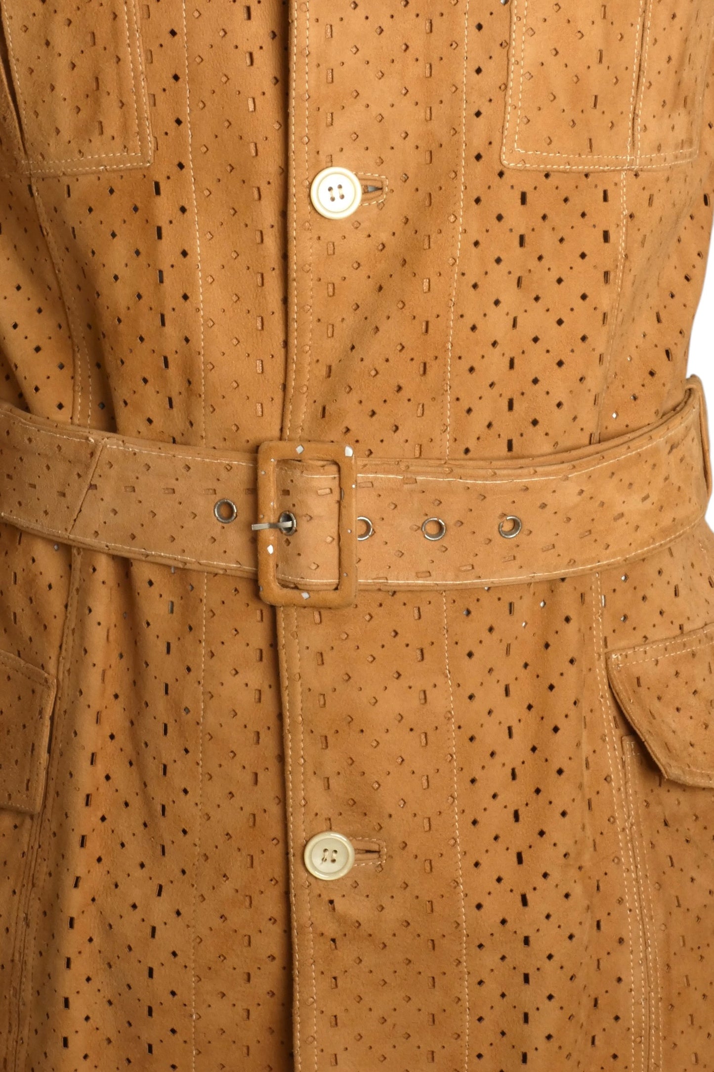 1970s Cutwork Suede Suit, Size Medium