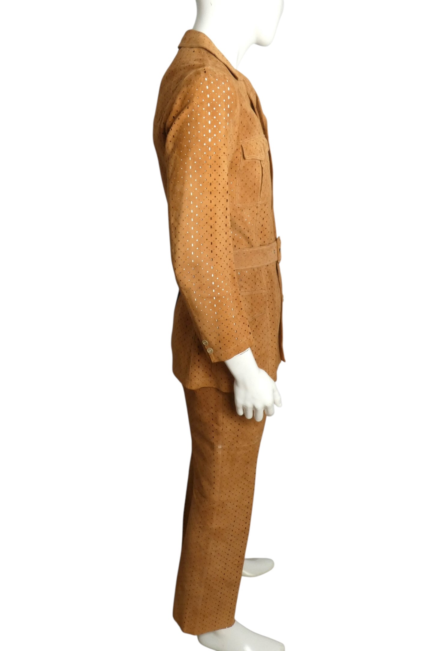 1970s Cutwork Suede Suit, Size Medium