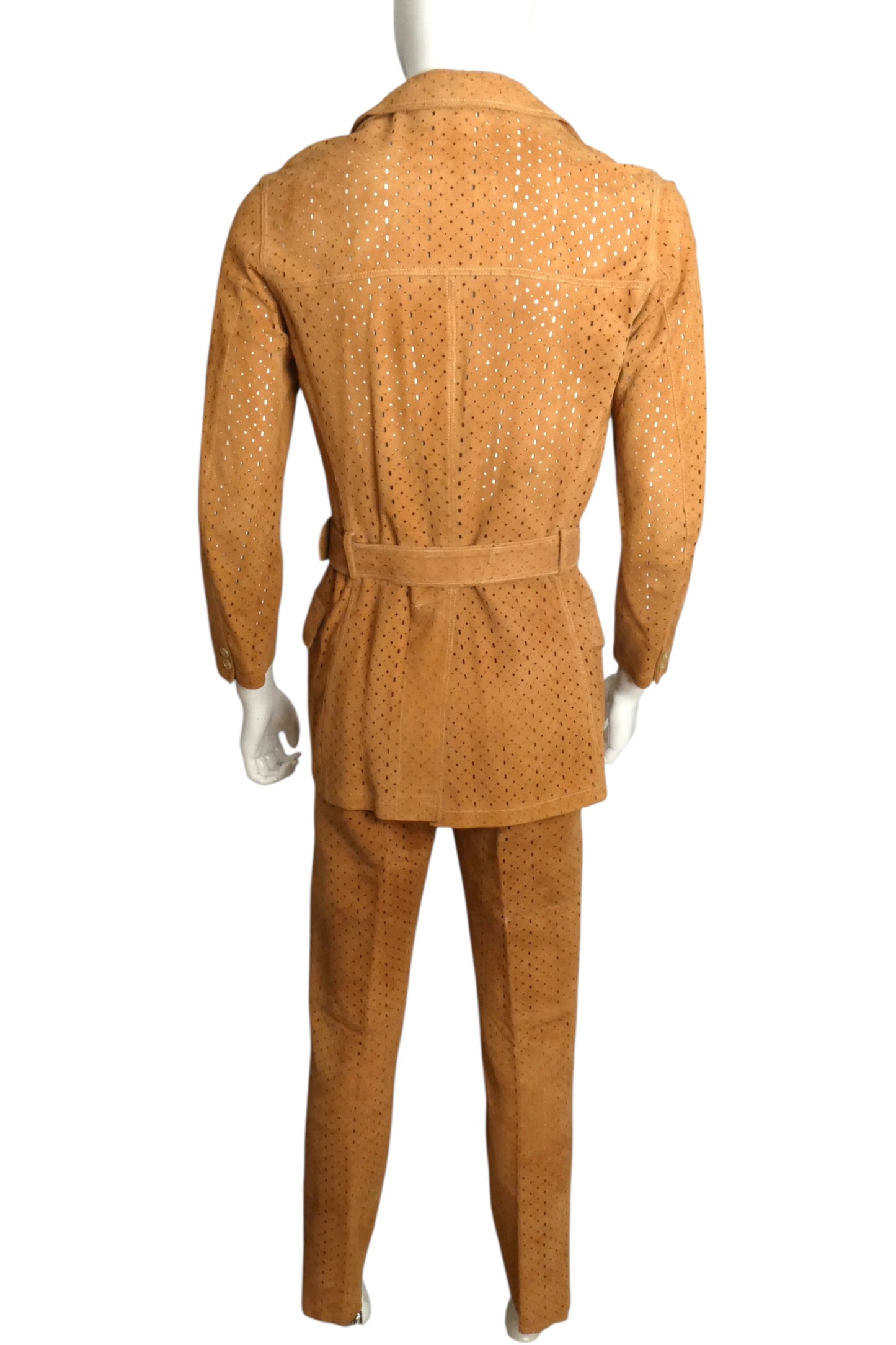 1970s Cutwork Suede Suit, Size Medium