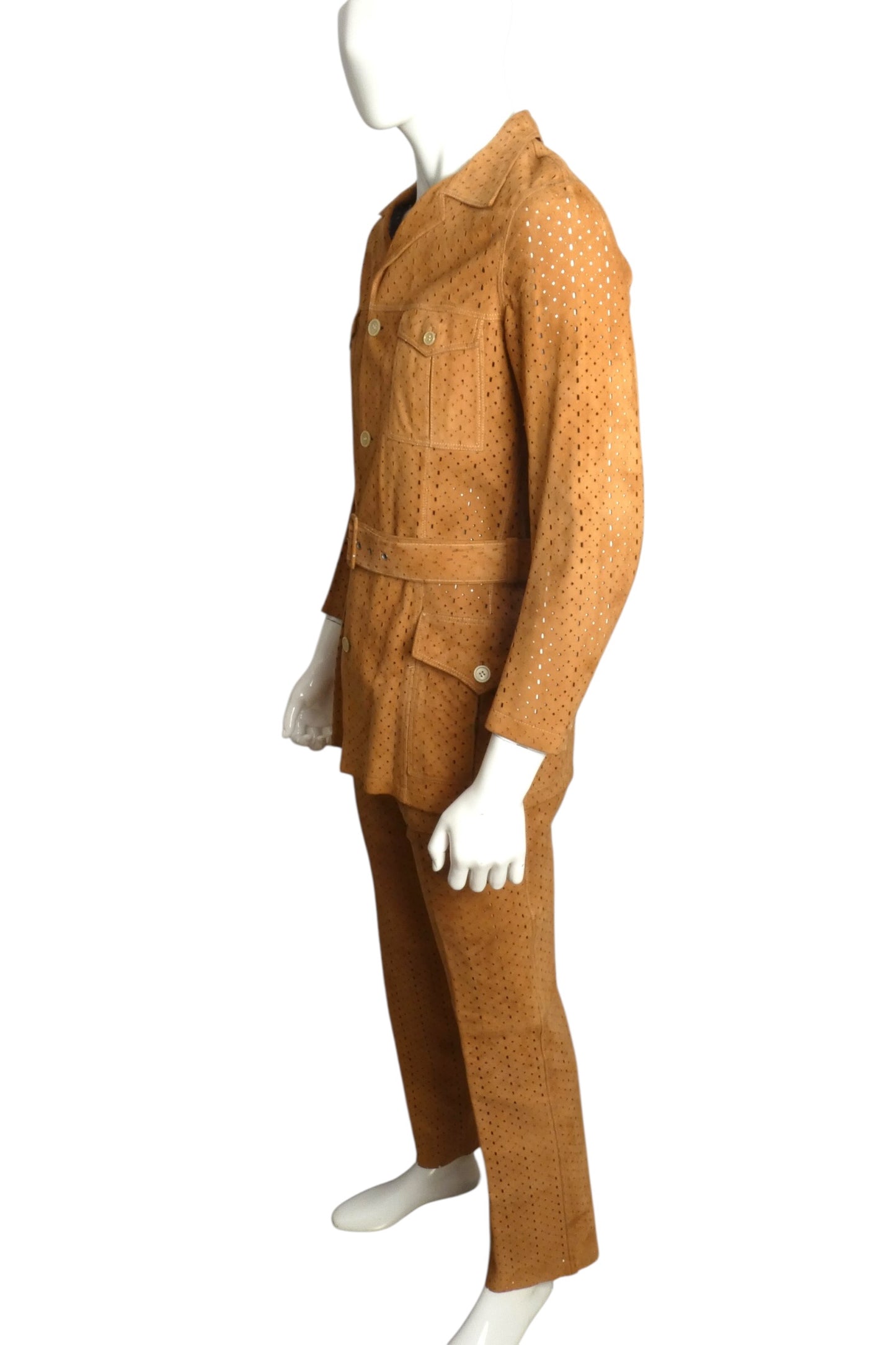 1970s Cutwork Suede Suit, Size Medium