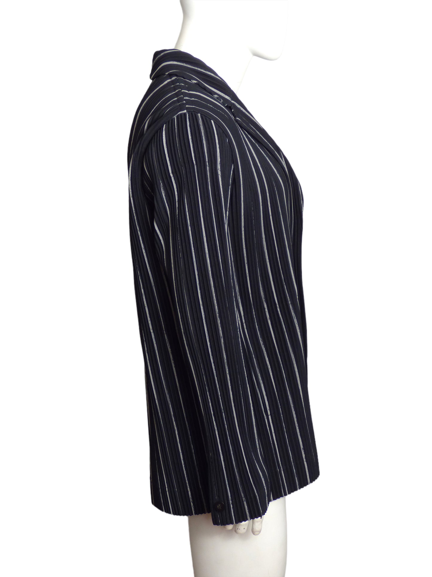 ISSEY MIYAKE- Pleated Stripe Blazer, Size XL