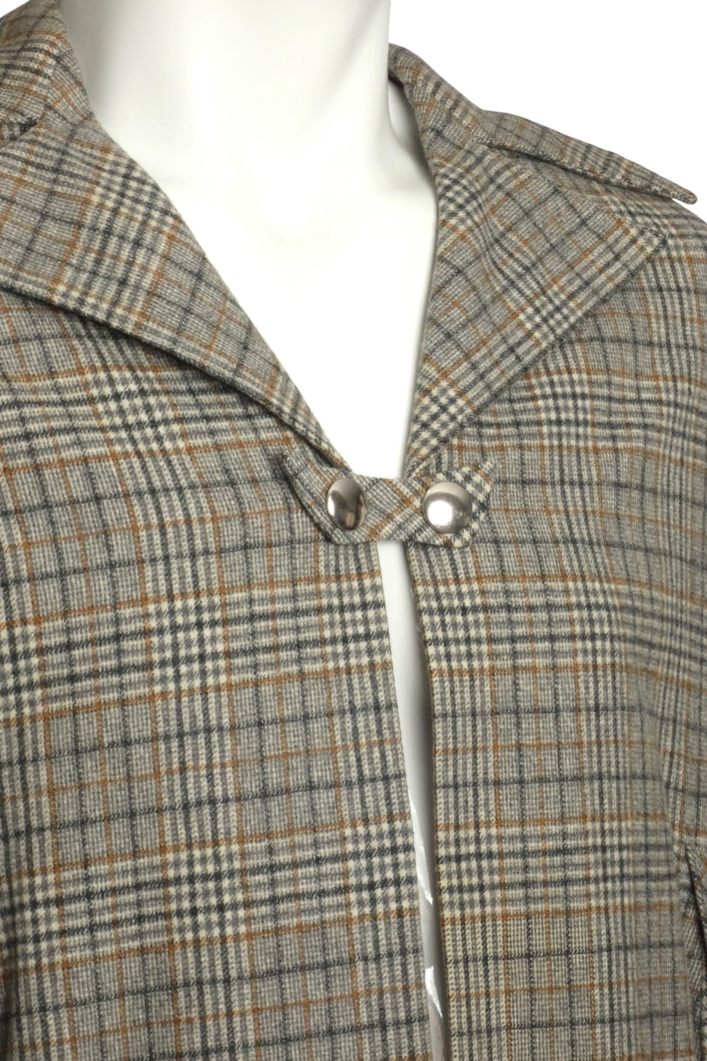 1970s Wool Plaid Cape, Size Medium