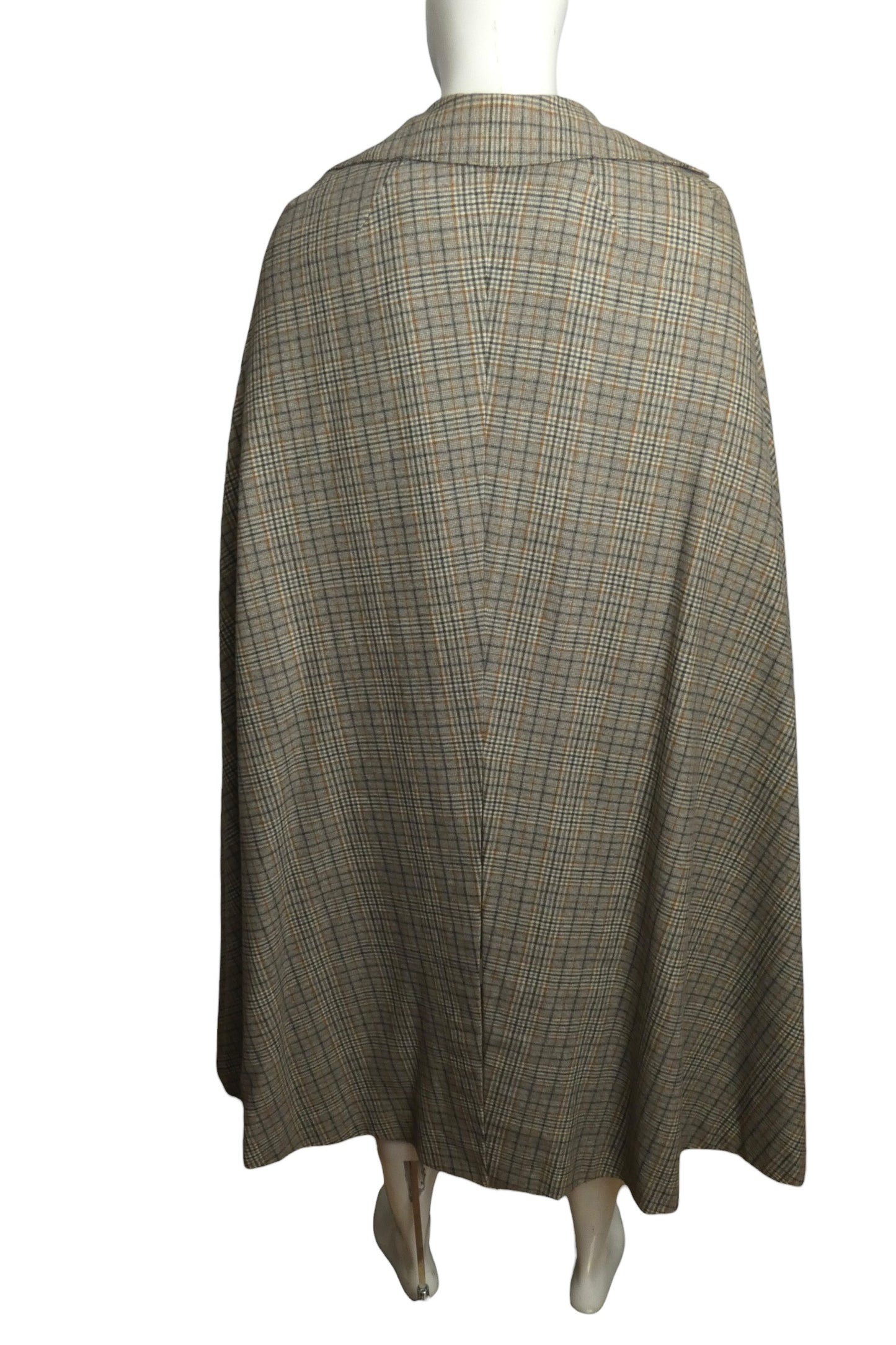 1970s Wool Plaid Cape, Size Medium
