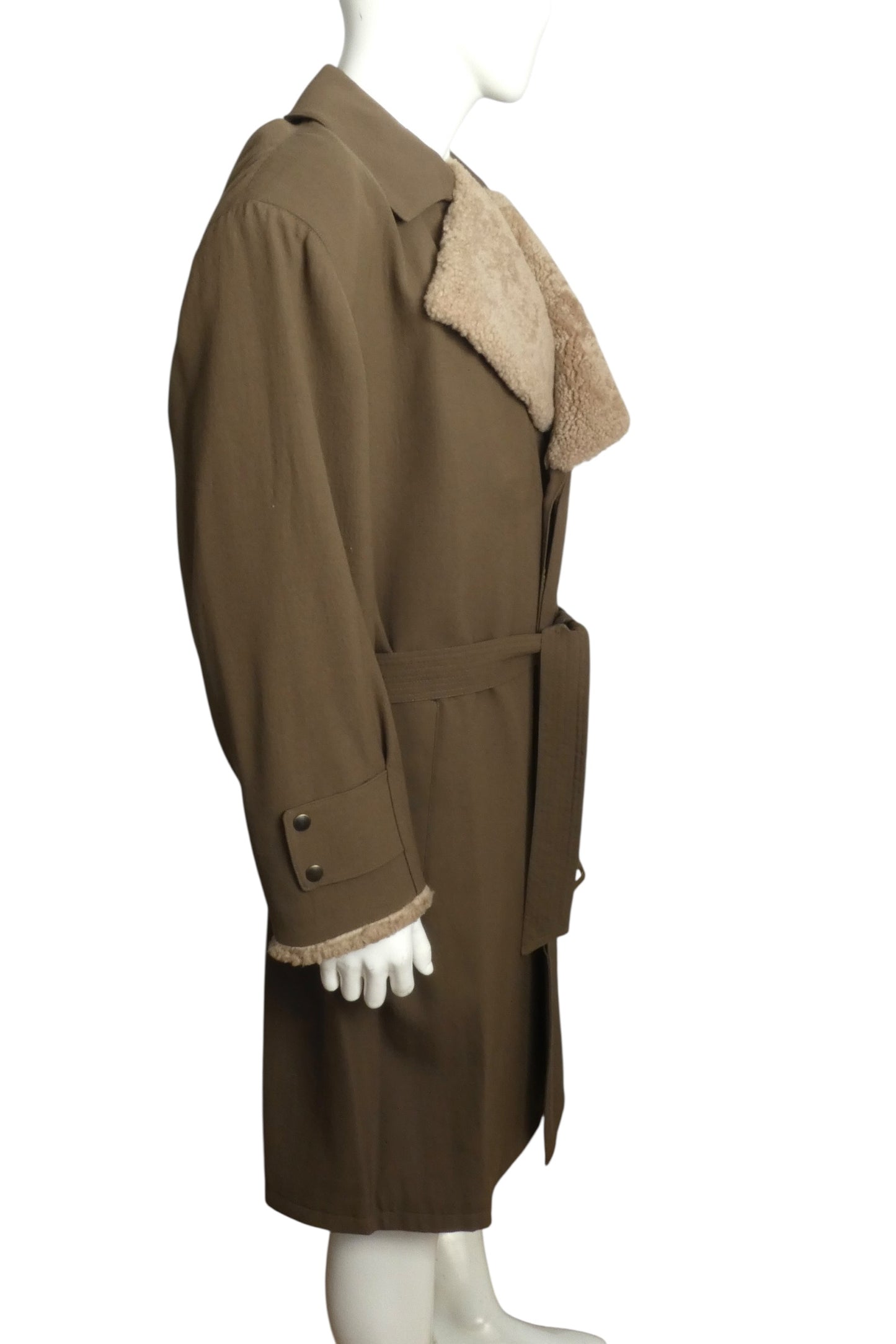 1990s Gaberdine & Fur Trench Coat, Size Large