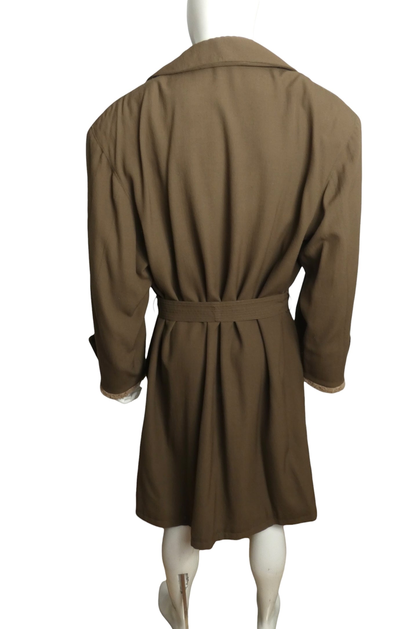 1990s Gaberdine & Fur Trench Coat, Size Large