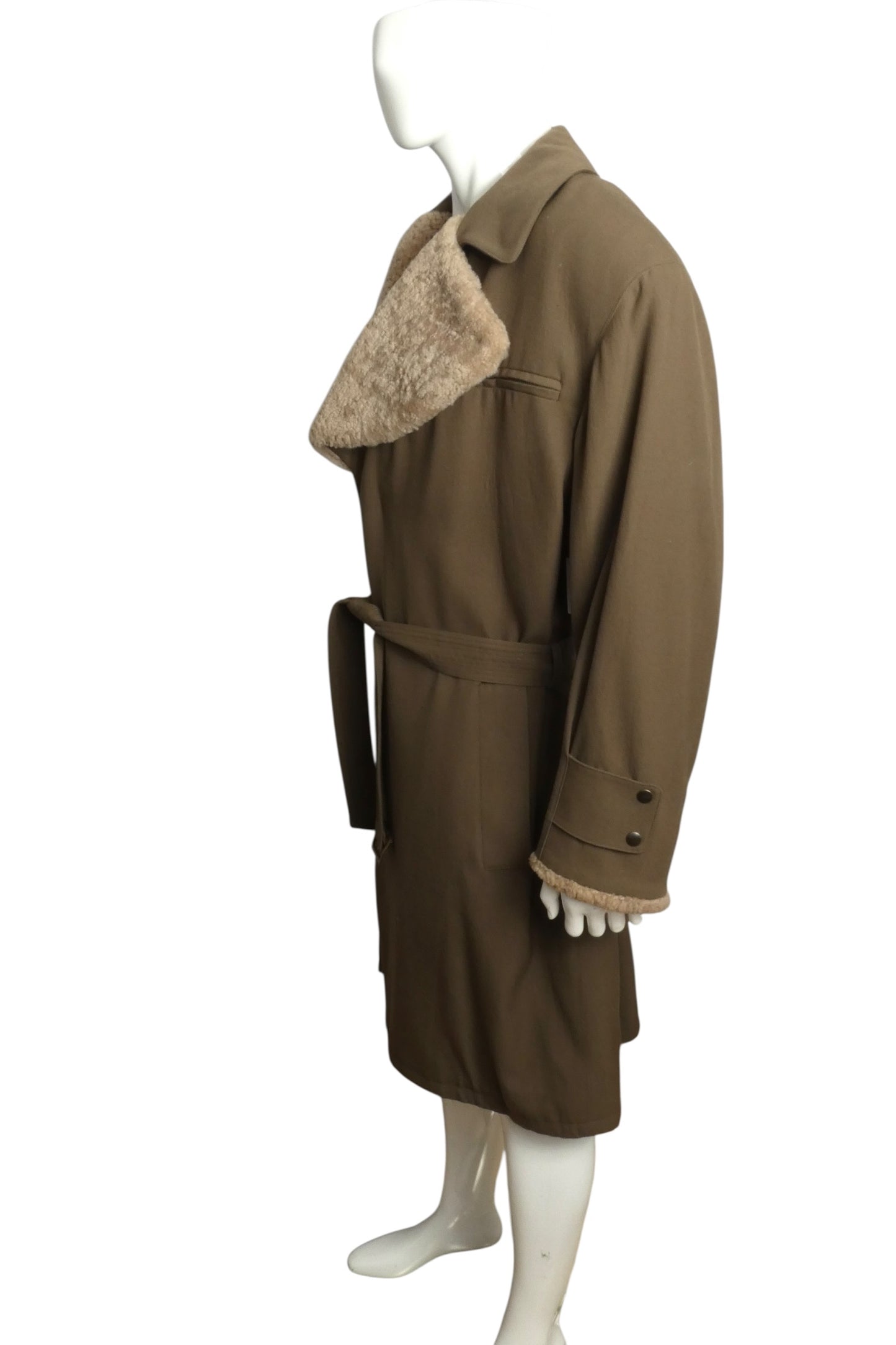 1990s Gaberdine & Fur Trench Coat, Size Large