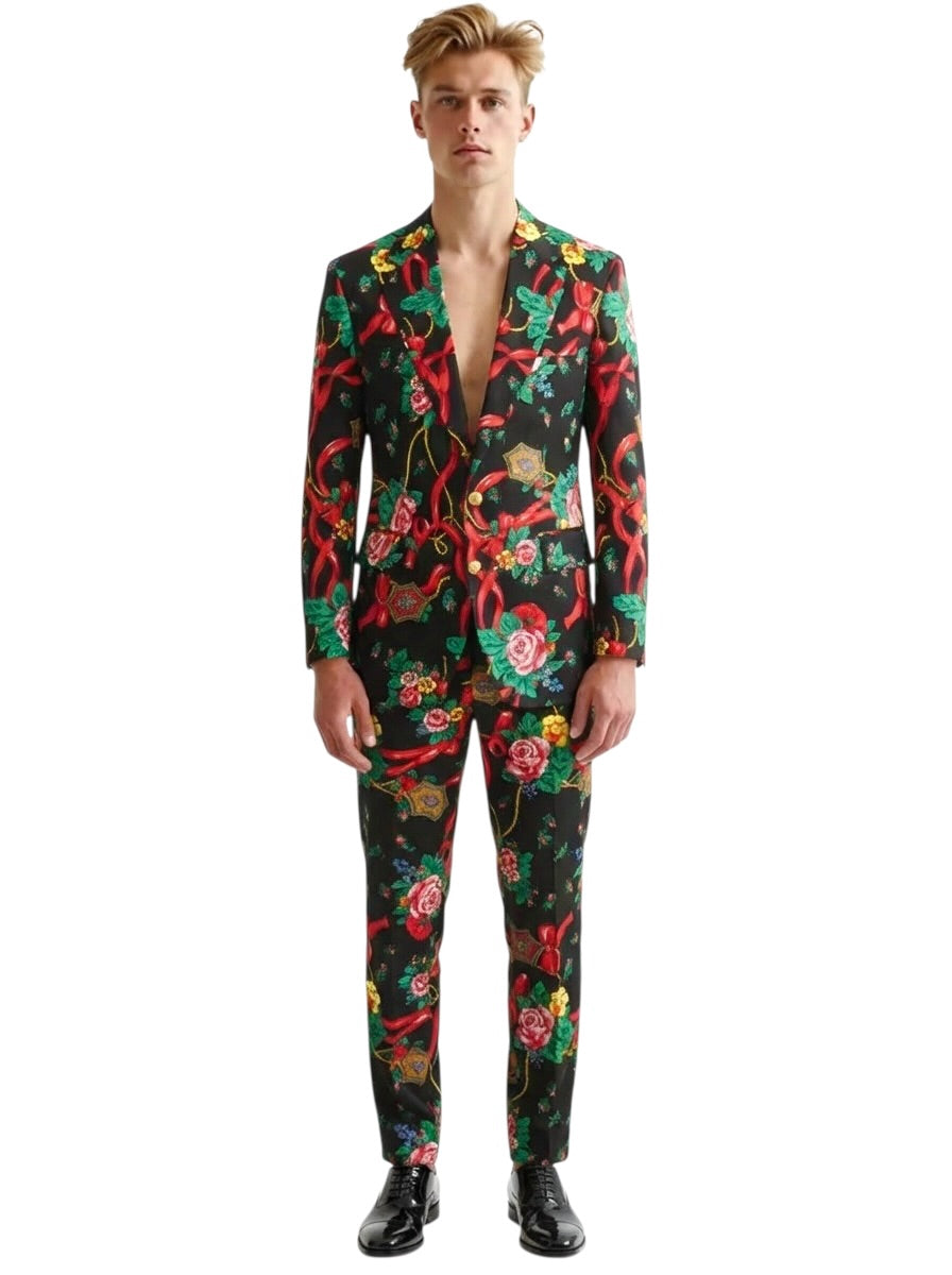 1990s Floral Suit, Size Medium