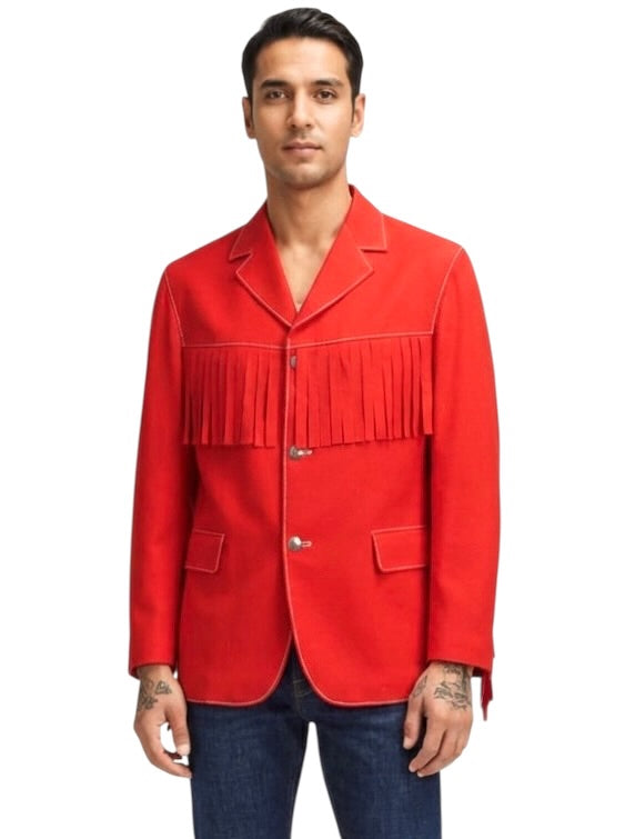 1995 Fringe Wool Jacket, Size Medium