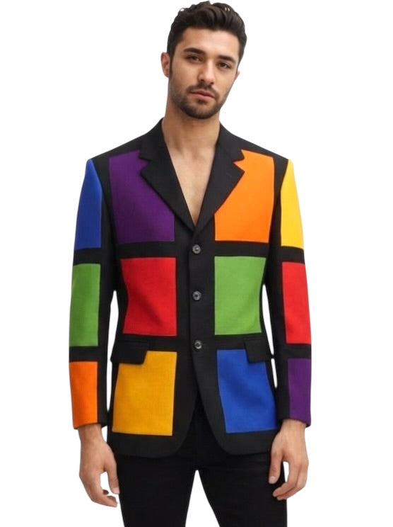 1990s Multi Color Wool Blazer, Size Medium