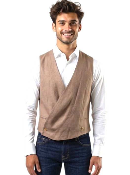 1980s Linen Vest, Size Medium