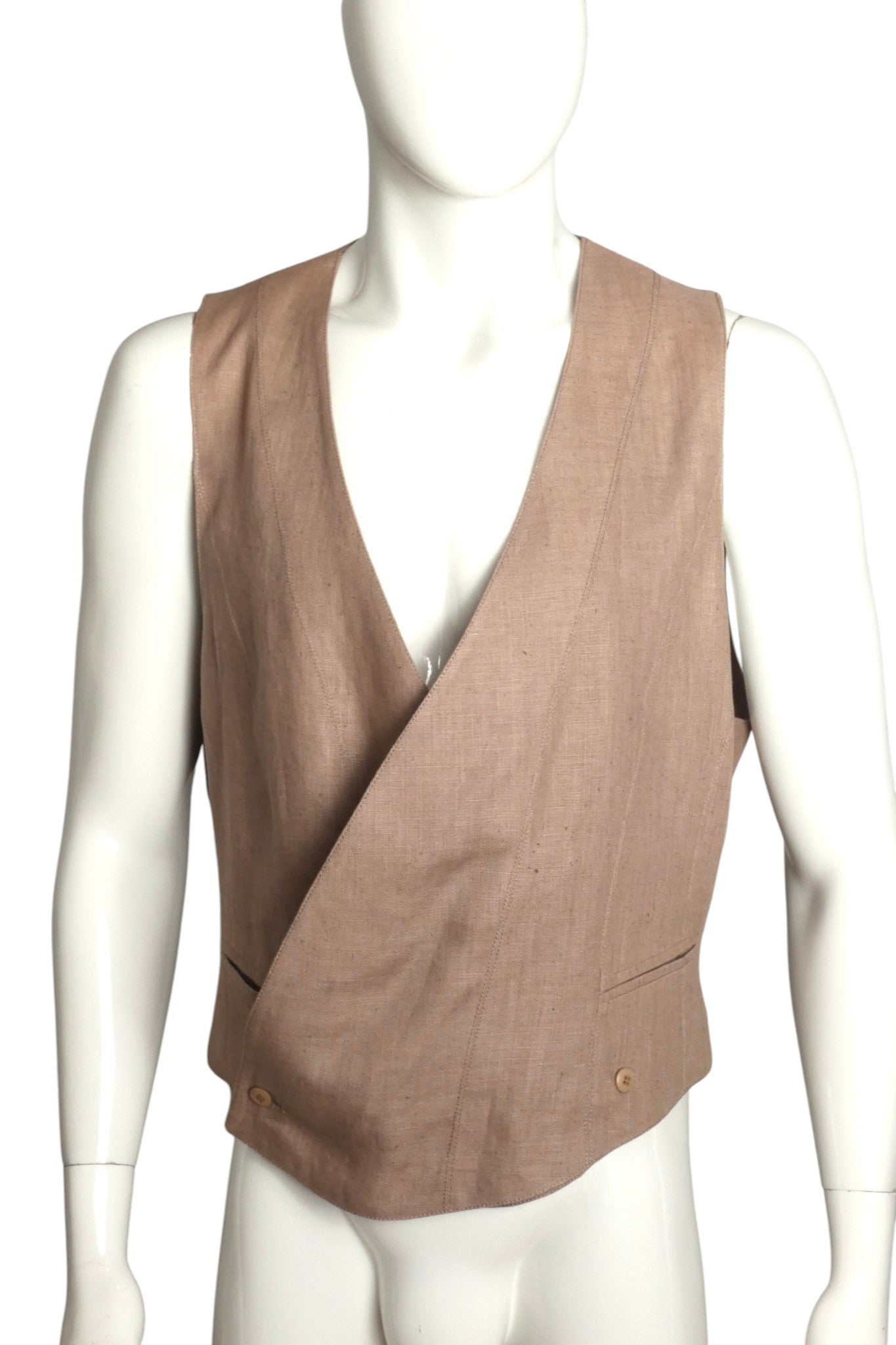 1980s Linen Vest, Size Medium