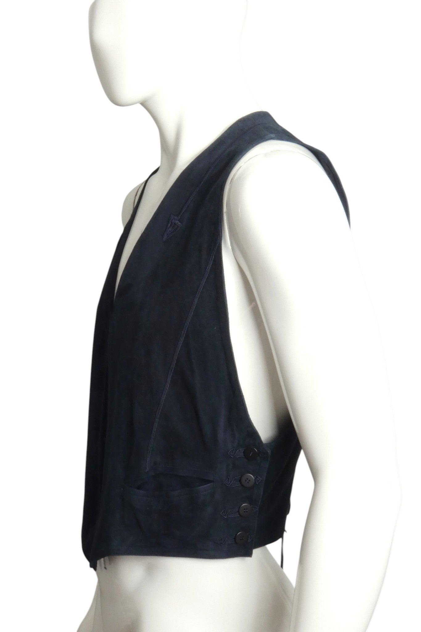 1980s Suede Lace Up Vest, Size Medium