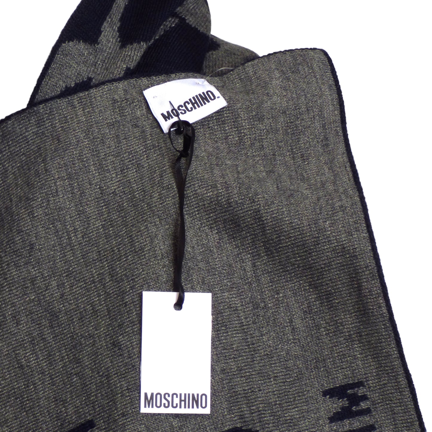 MOSCHINO- NWT Navy & Gray Printed Wool Muffler