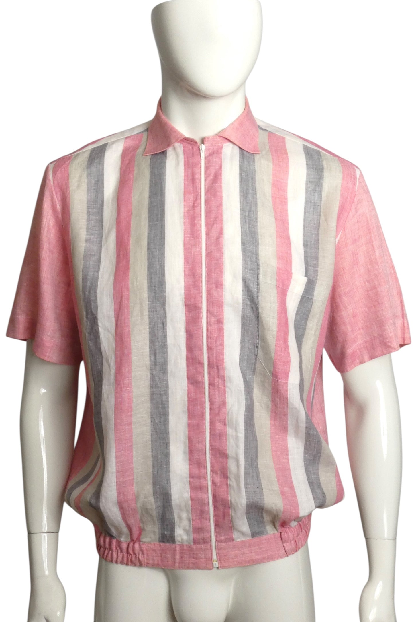 1980s Striped Linen Shirt, Size Large