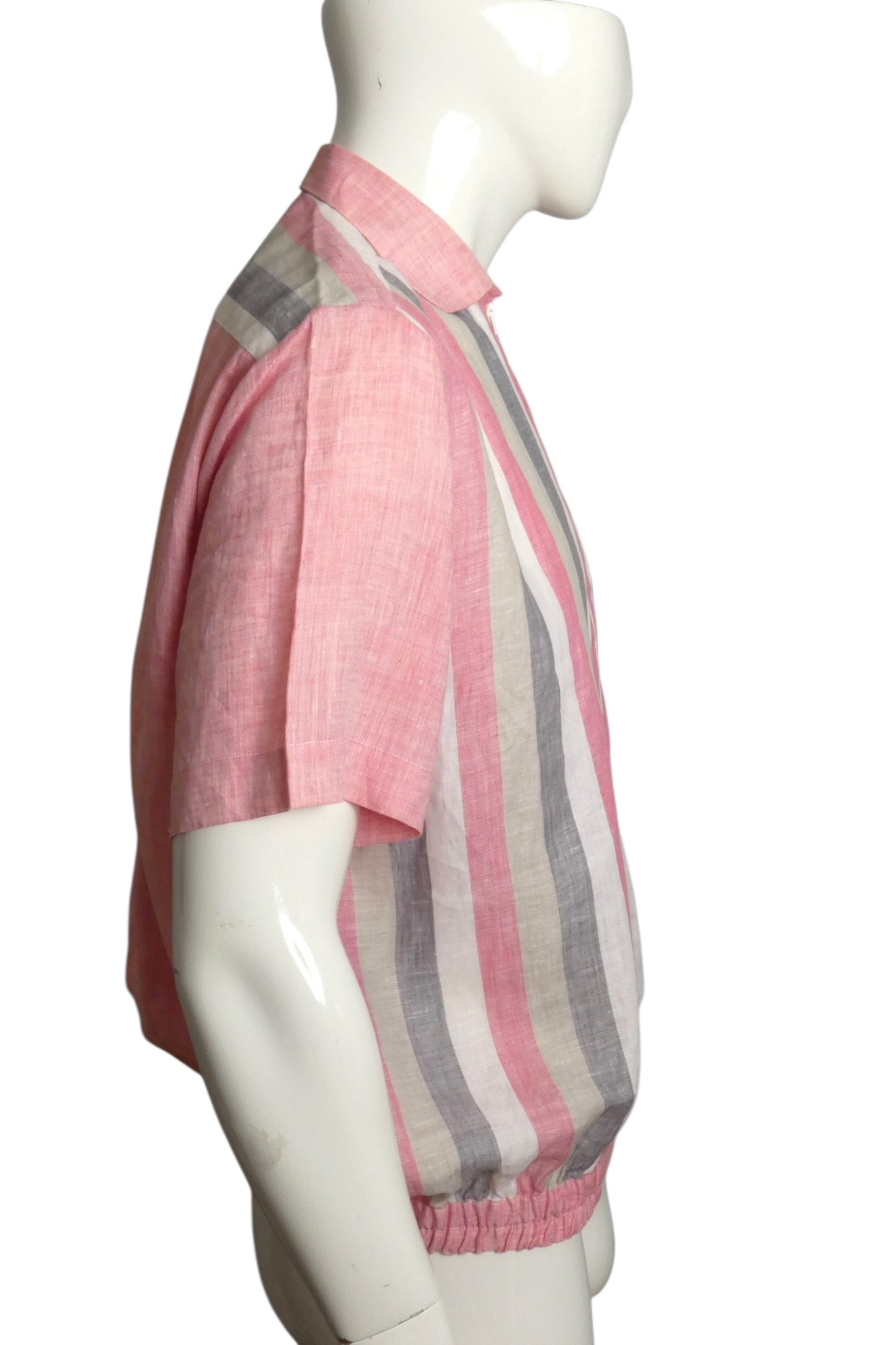 1980s Striped Linen Shirt, Size Large