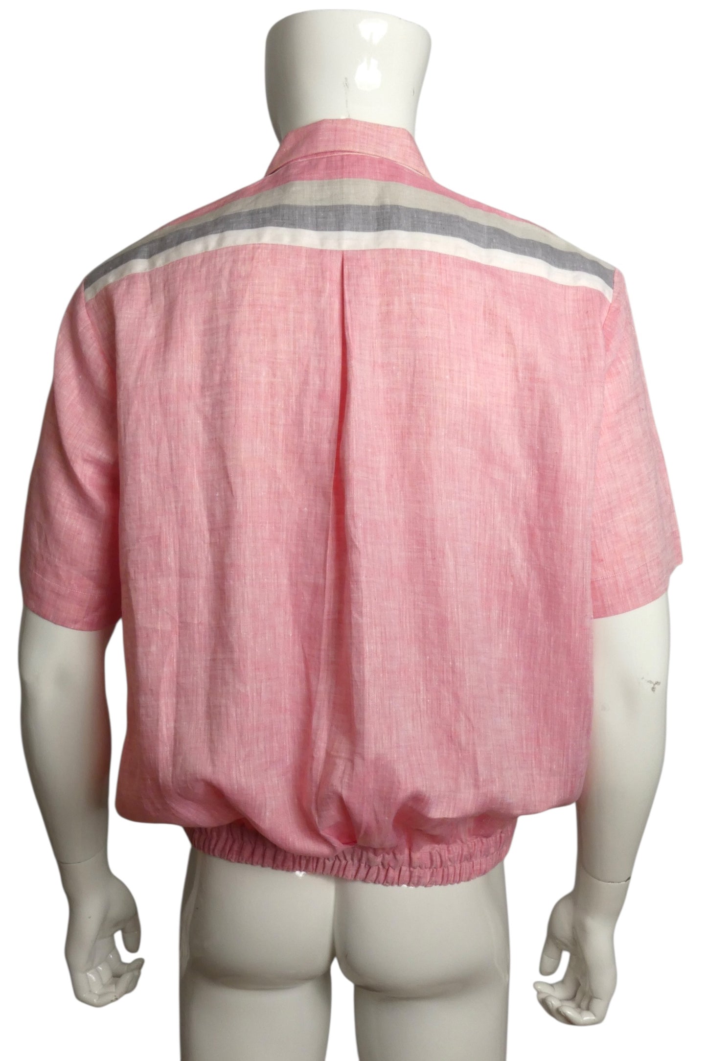 1980s Striped Linen Shirt, Size Large