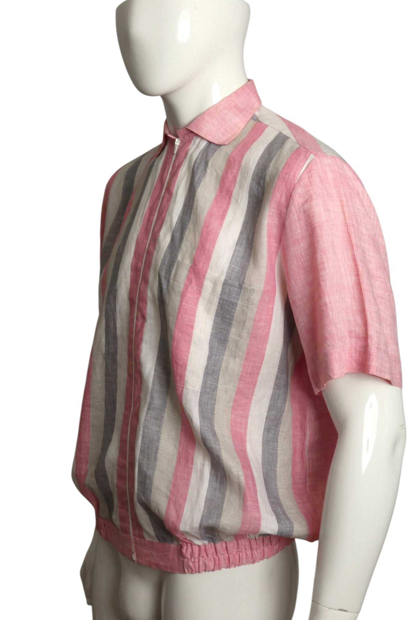 1980s Striped Linen Shirt, Size Large