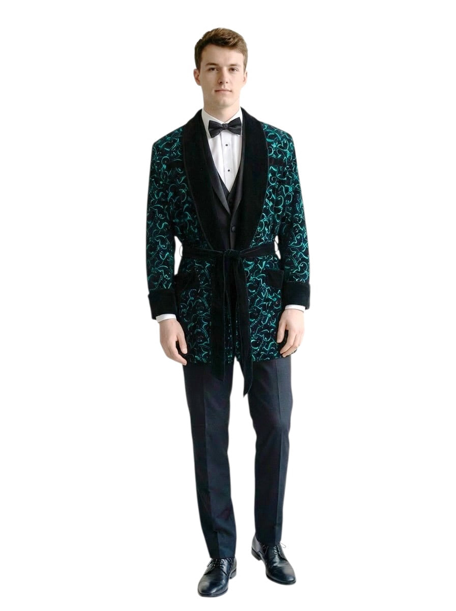 1980s Velvet Smoking Jacket, Size Medium