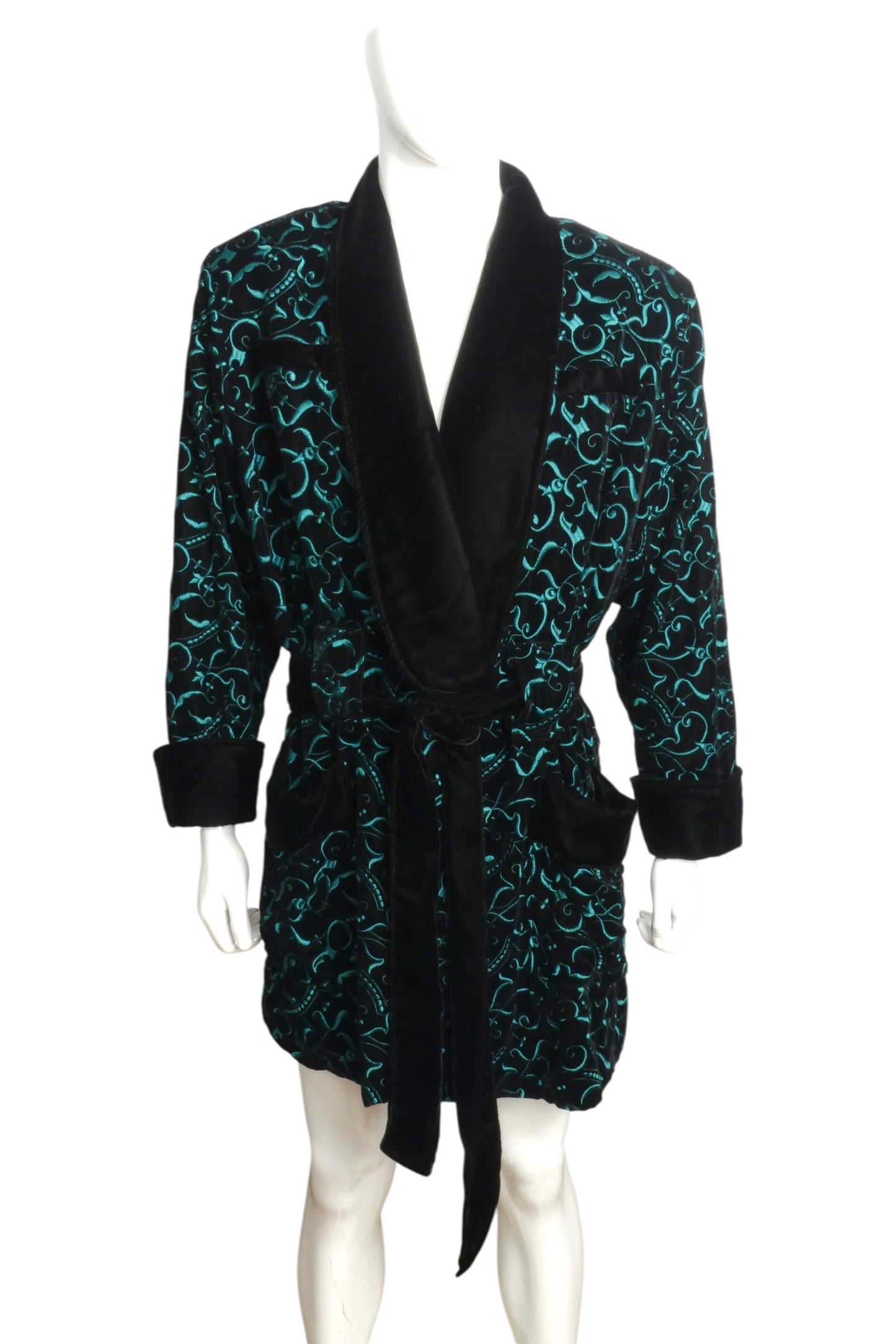1980s Velvet Smoking Jacket, Size Medium
