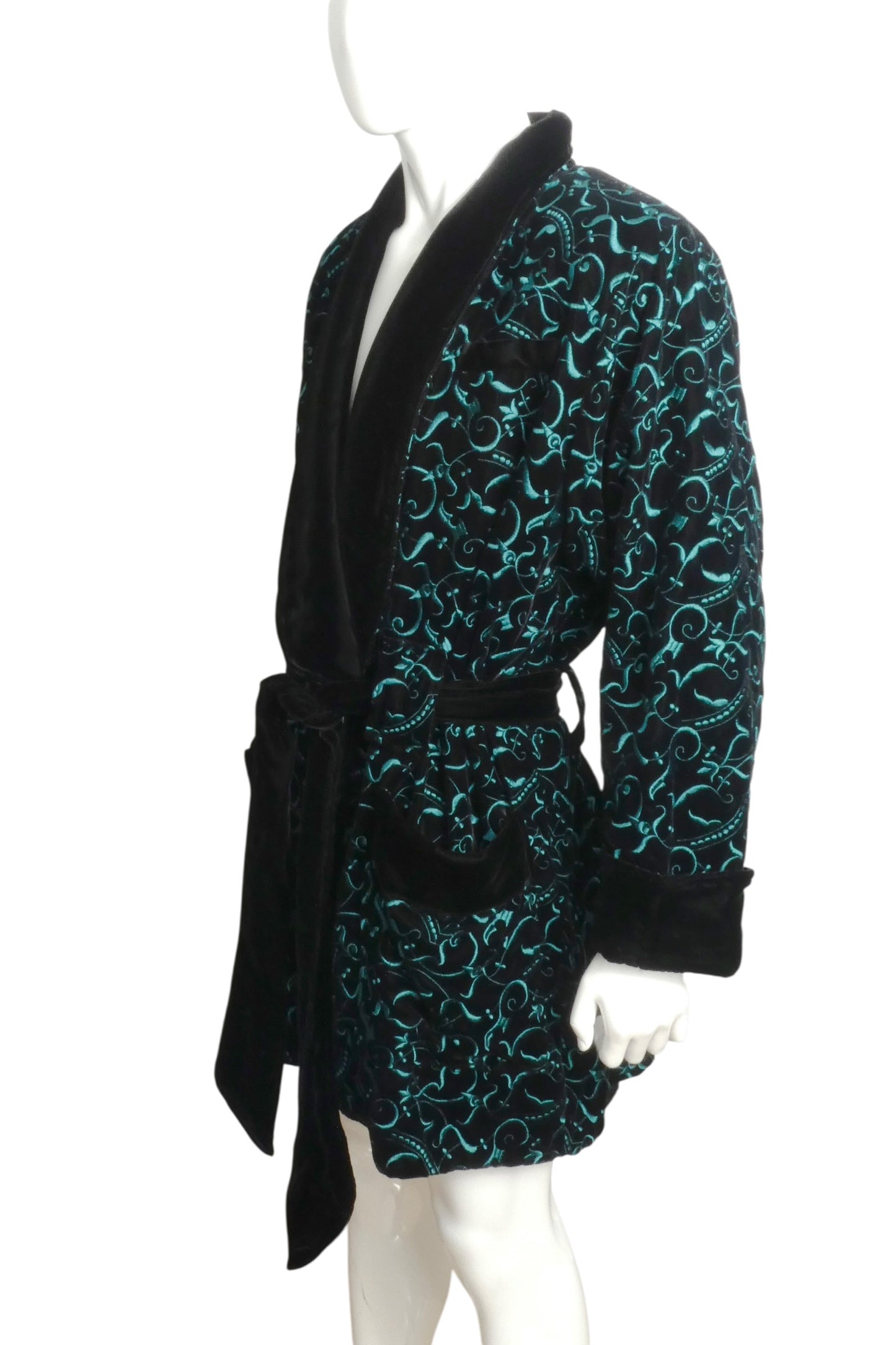 1980s Velvet Smoking Jacket, Size Medium